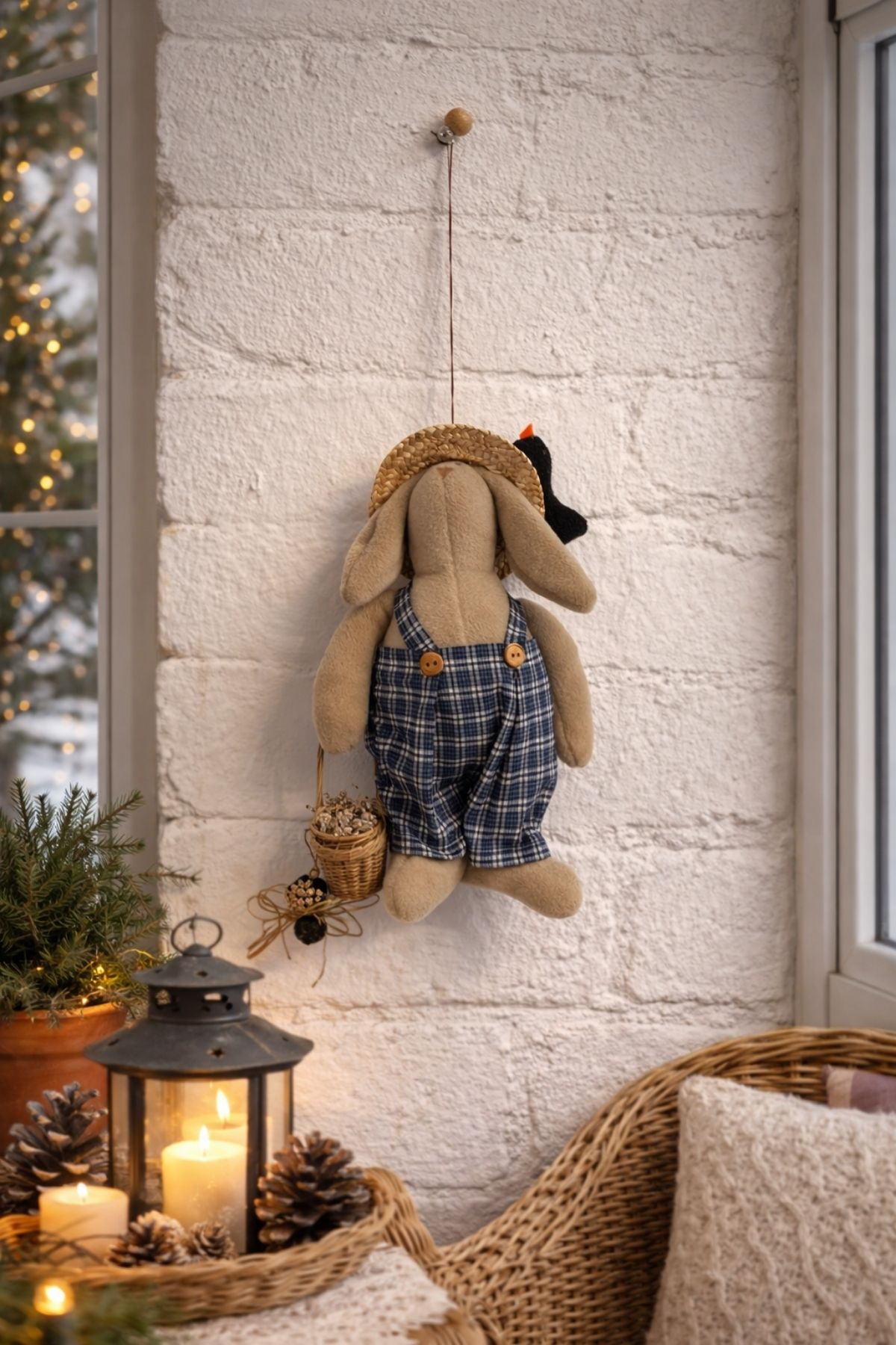 50 Cm Peluş Bahçıvan Tavşan Duvar Süsü