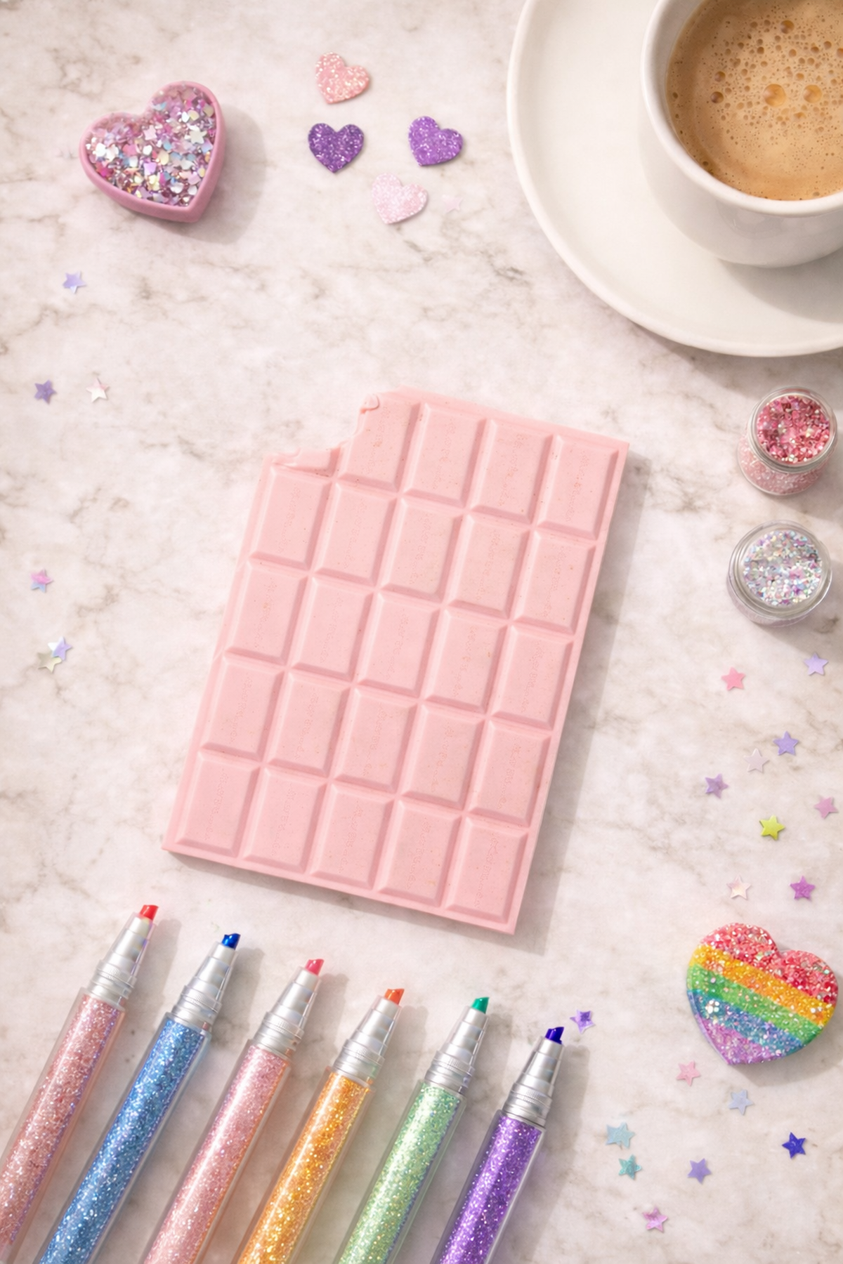8 Cm Kakao Kokulu Pembe Kare Çikolata Desenli Defter