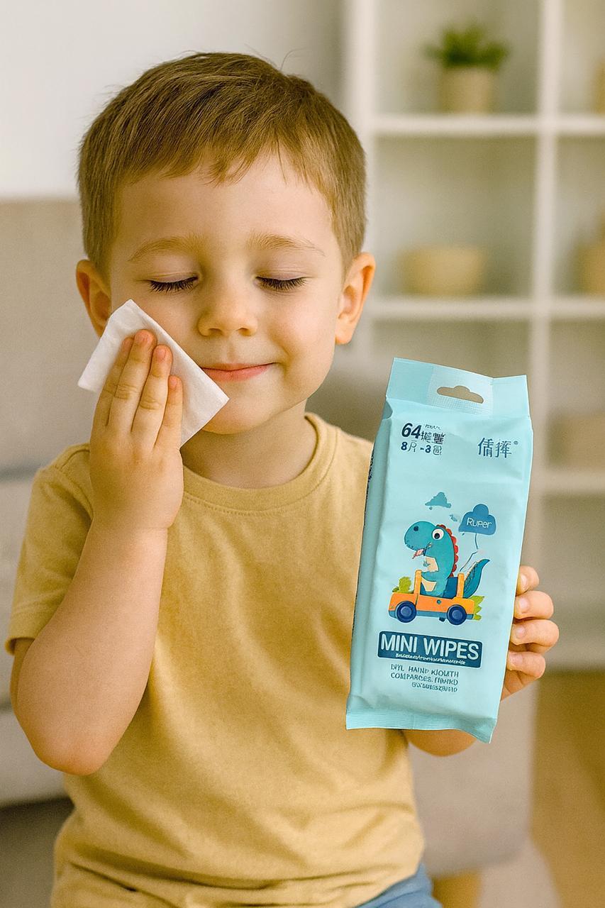 8 li Dino Runer Mini 64 Yaprak Islak Mendil