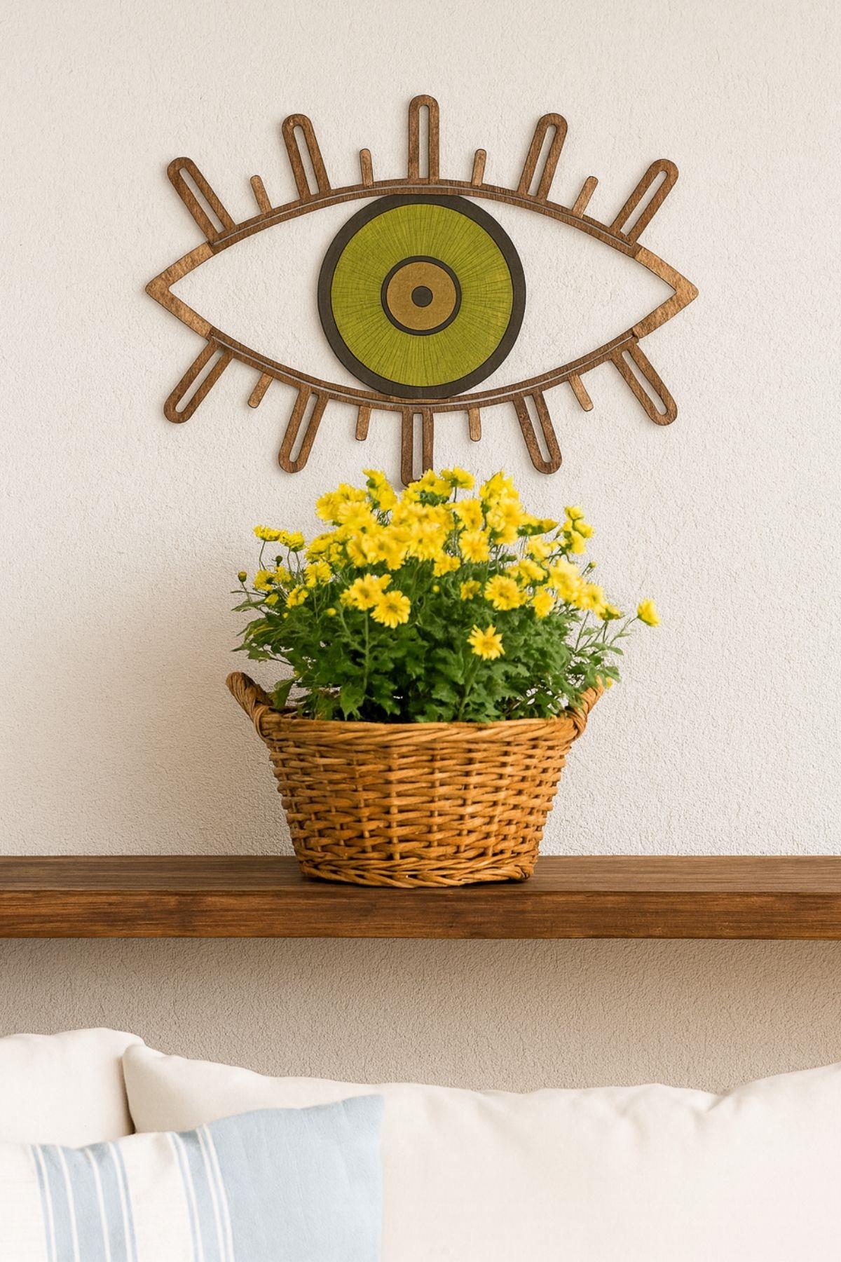 Ahşap Göz Duvar  Pano - Yeşil