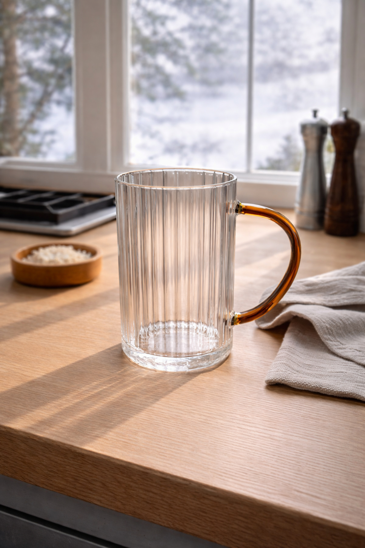 Amber Kulplu Cam Kupa 450 Ml