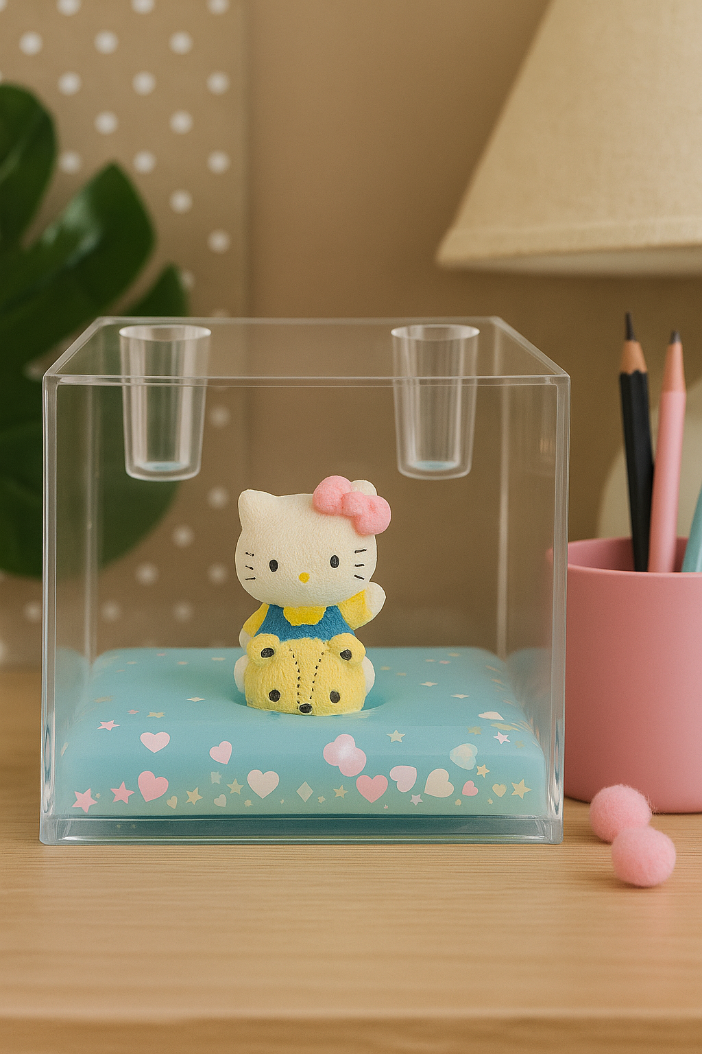 BEYAZ HELLO KITTY YEŞİL SULU SULU KARE KALEMLİK