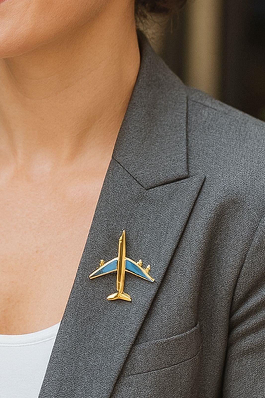 BEYAZ MAVİ UÇAK İĞNELİ BROŞ