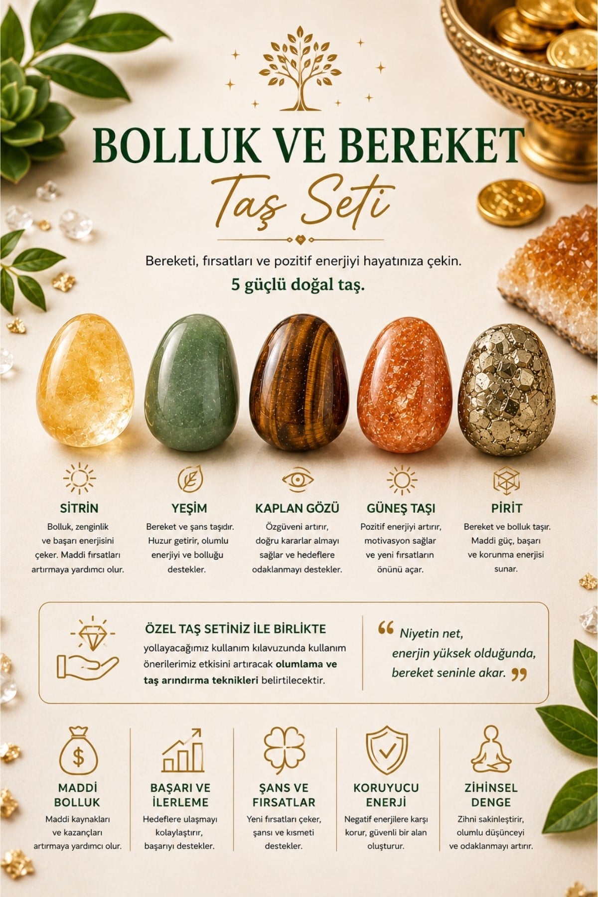 Bolluk ve Bereket Doğal Taş Seti