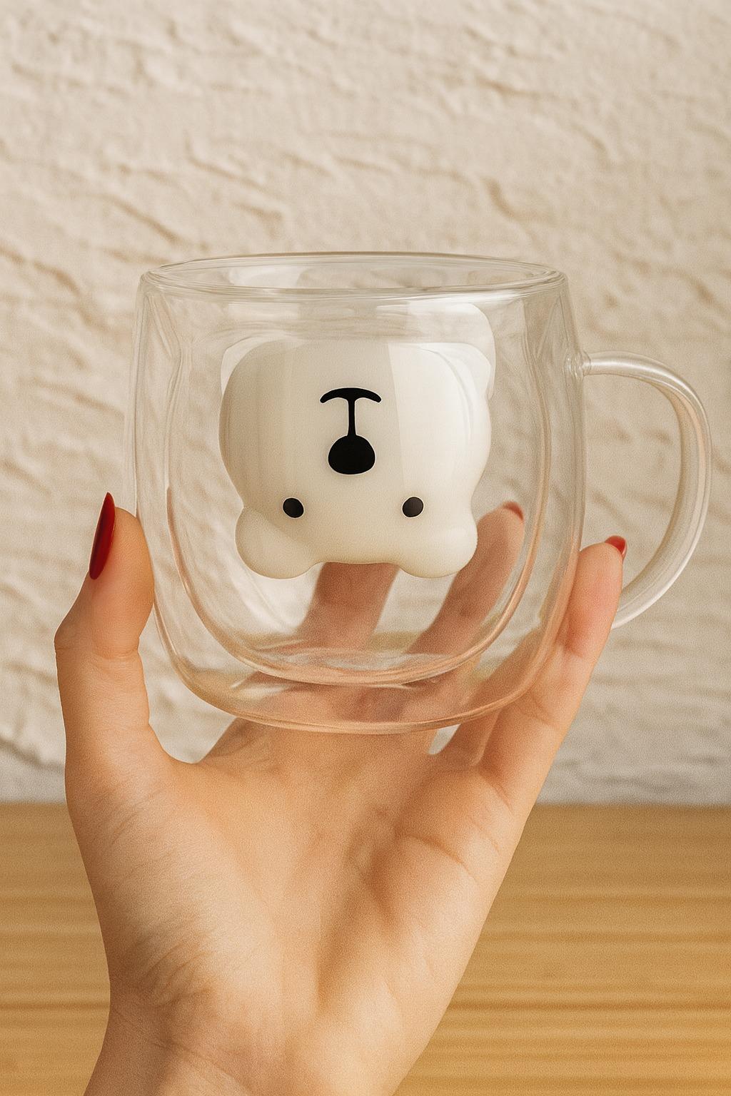 Çift Çıdarlı Ayıcık Cam Bardak