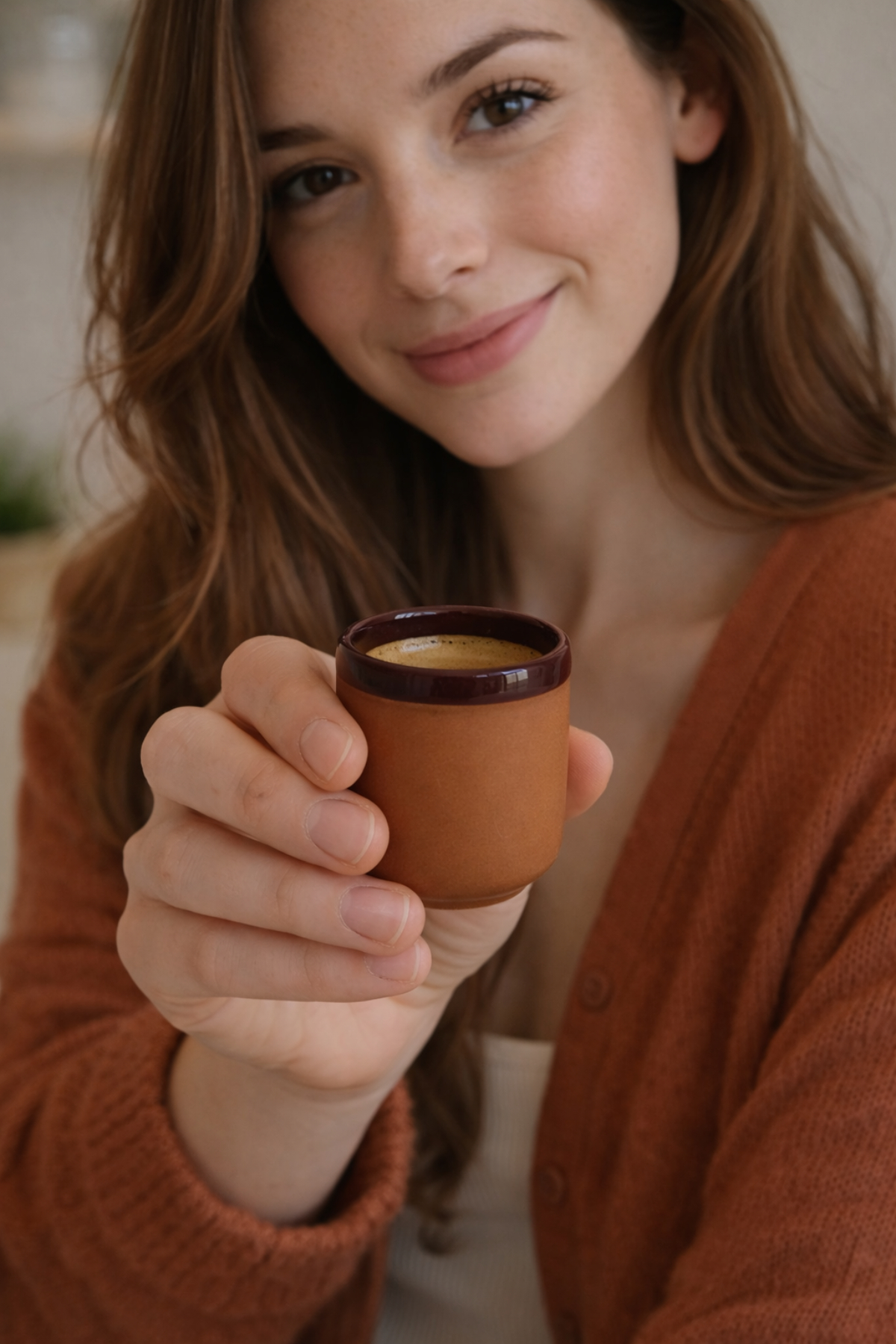 Çömlek Espresso Bardağı - Kahverengi