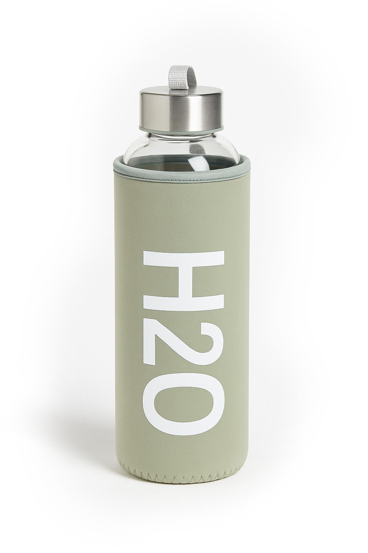 DERİ KILIFLI CAM MATARA 750 ML  YEŞİL