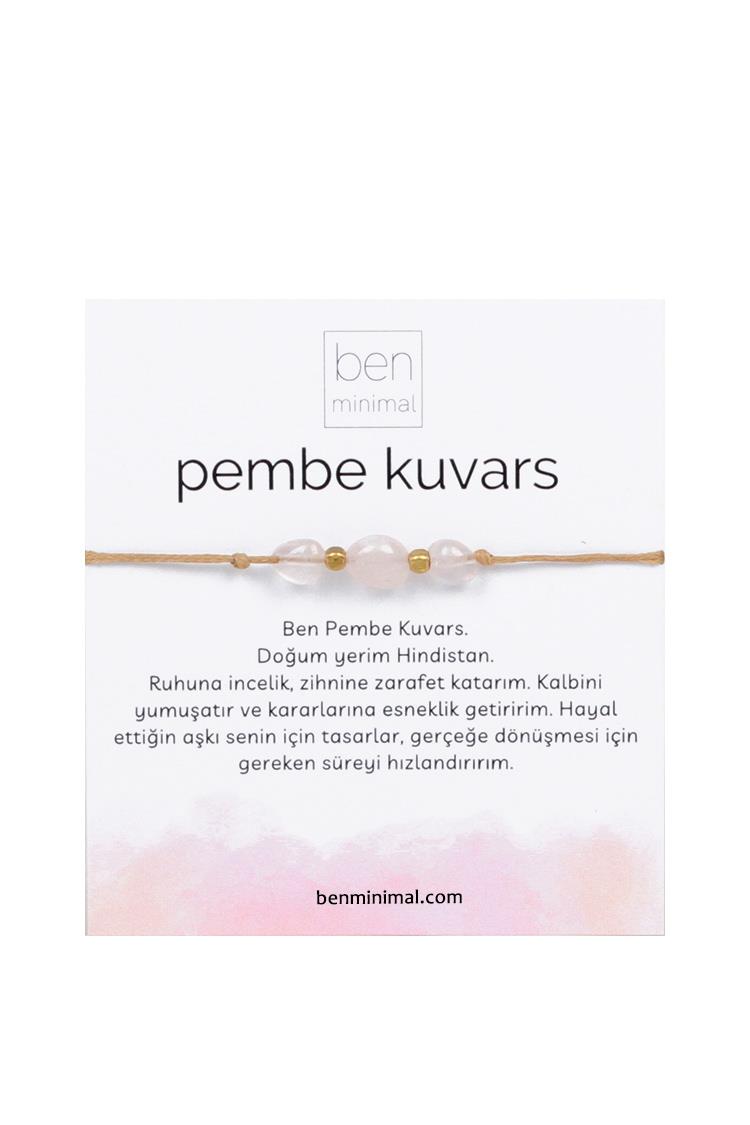 Doğal Taşlı Bileklik -  Pembe Kuvars Taşı