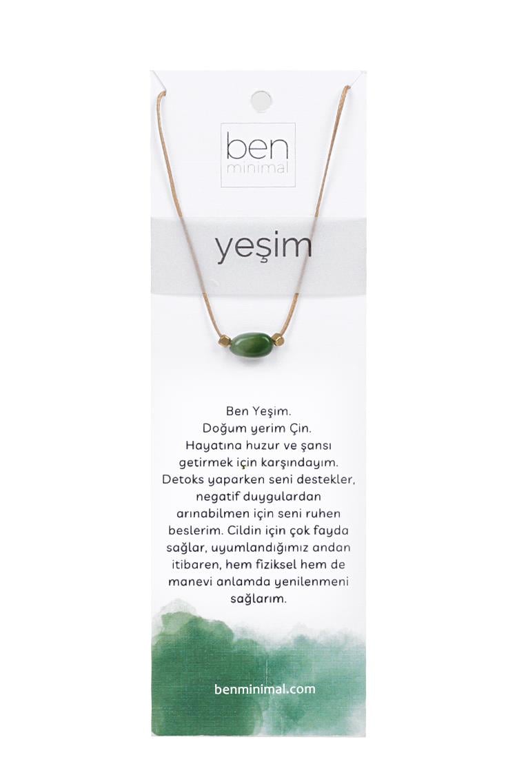 Doğal Taşlı Kolye - Yeşim Taşı