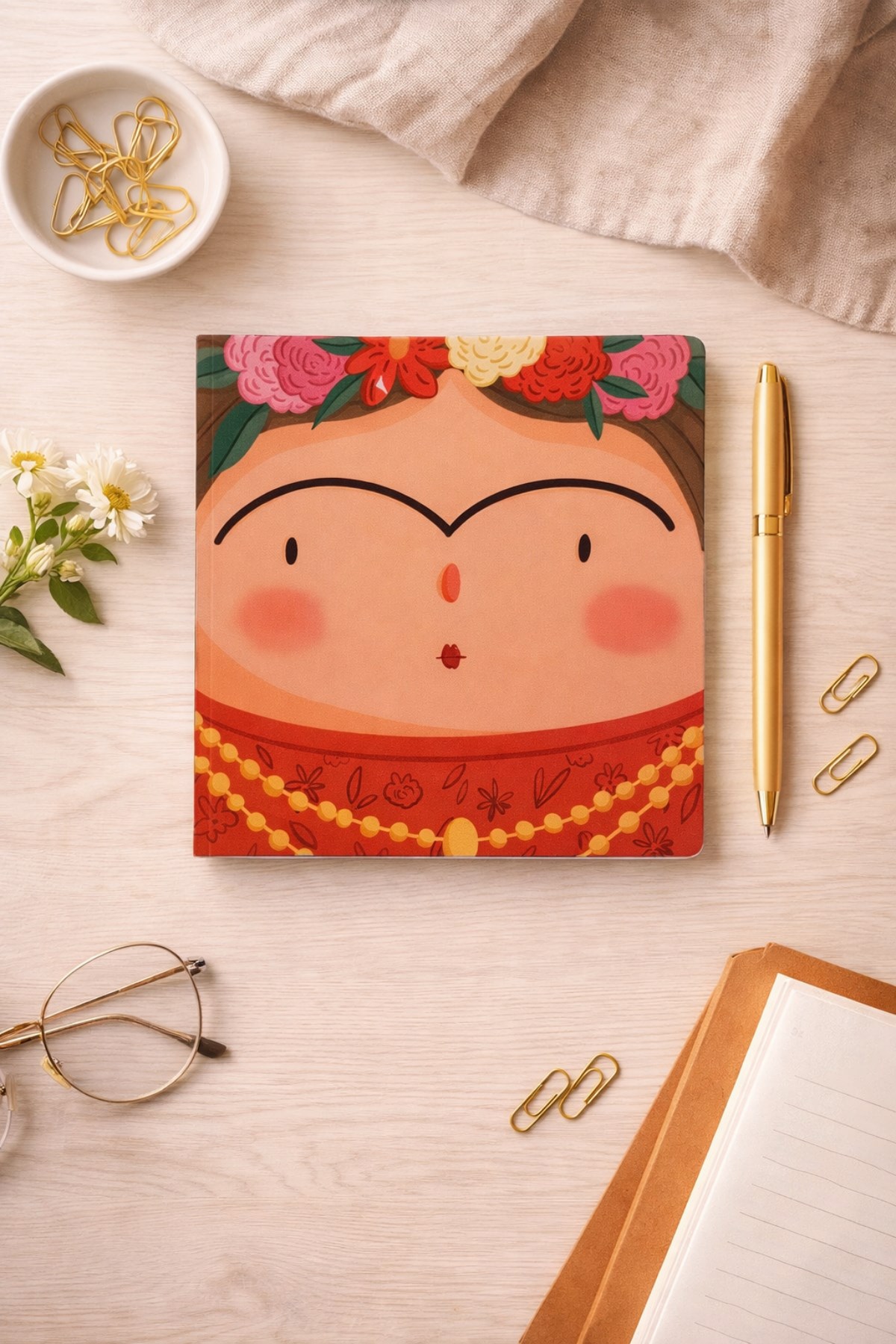 Frida Kahlo Kare Çizgisiz Defter 15x15cm