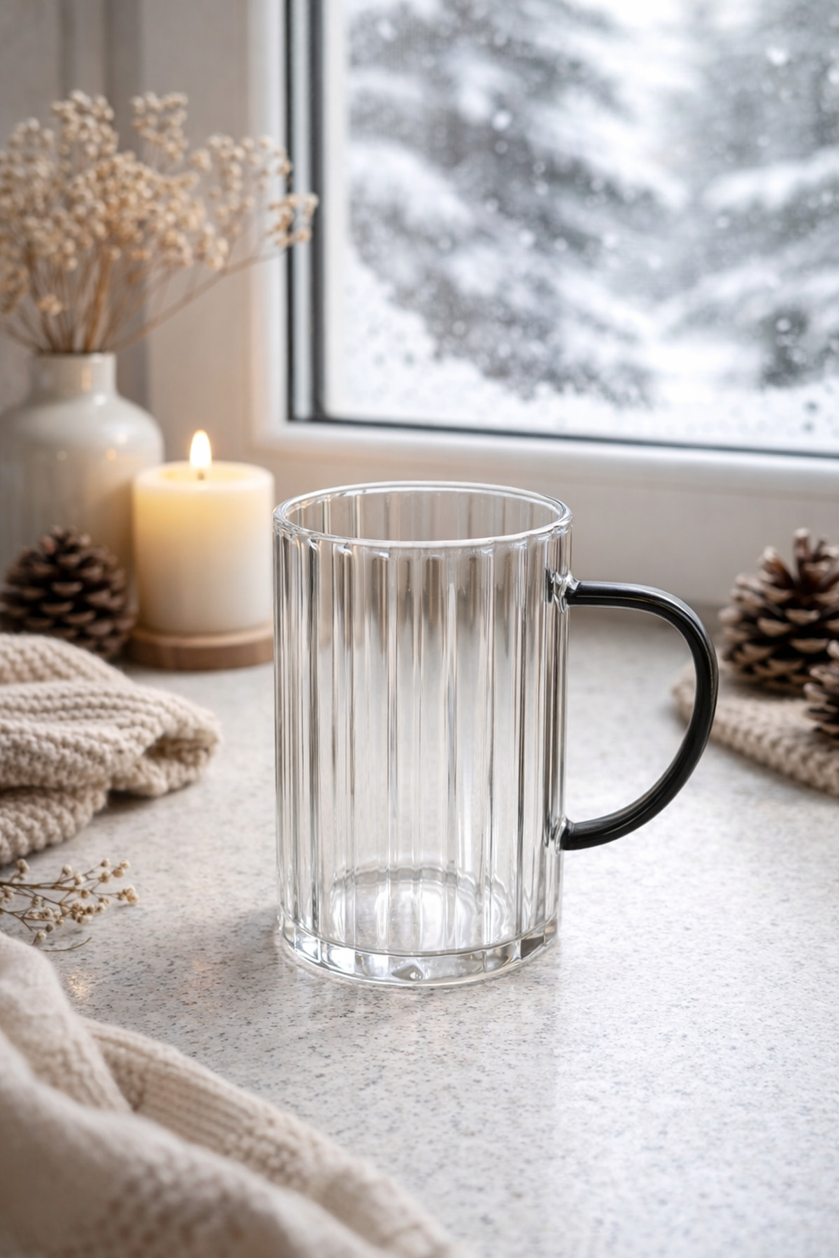 Füme Kulplu Cam Kupa 450 Ml