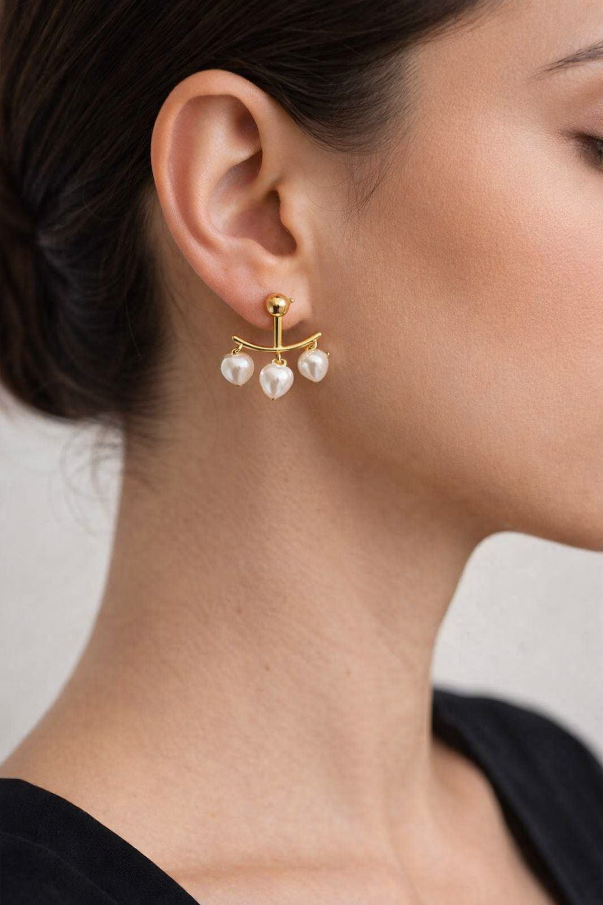 Gold 2 İncili Küpe