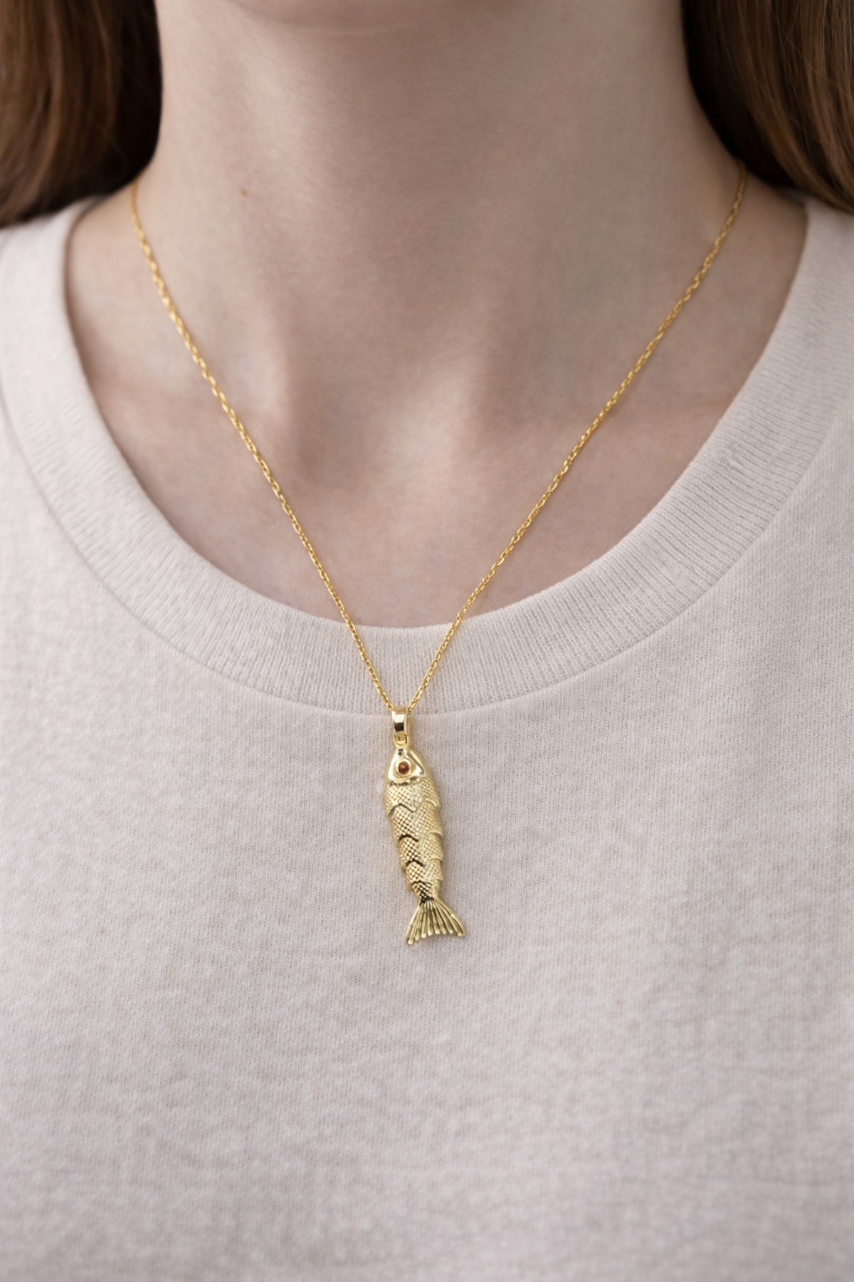 GOLD hareketli balık KOLYE