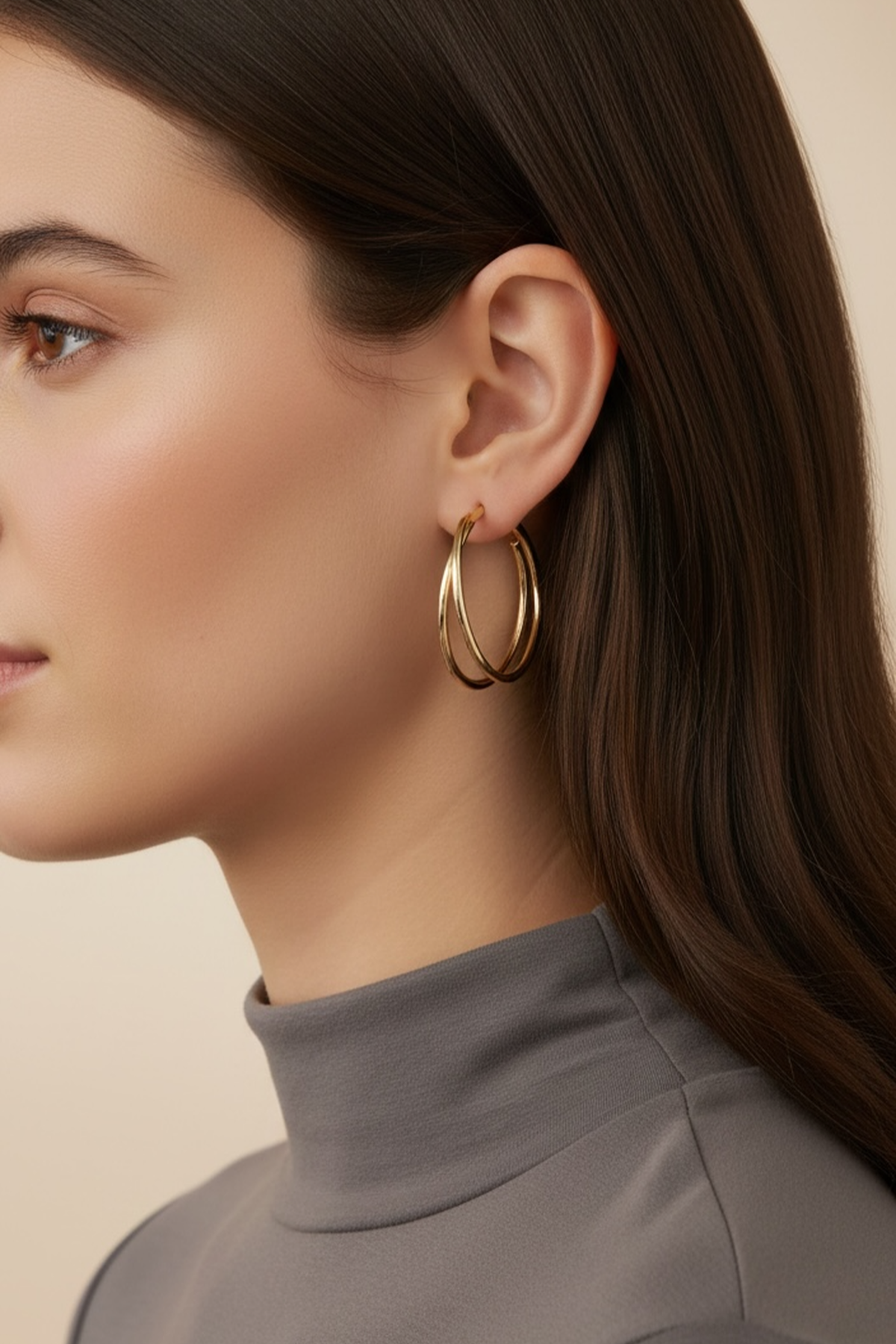 Gold İkili Orta Halka Küpe