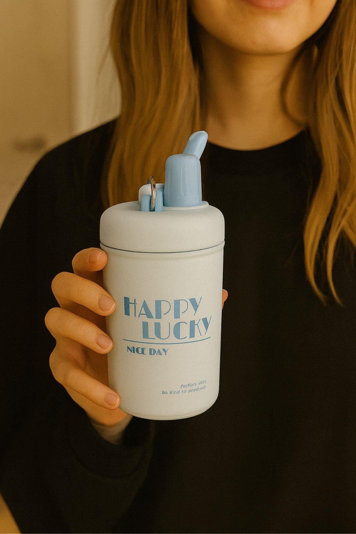 HAPPY LUCKY BEYAZ MİNİ TERMOS