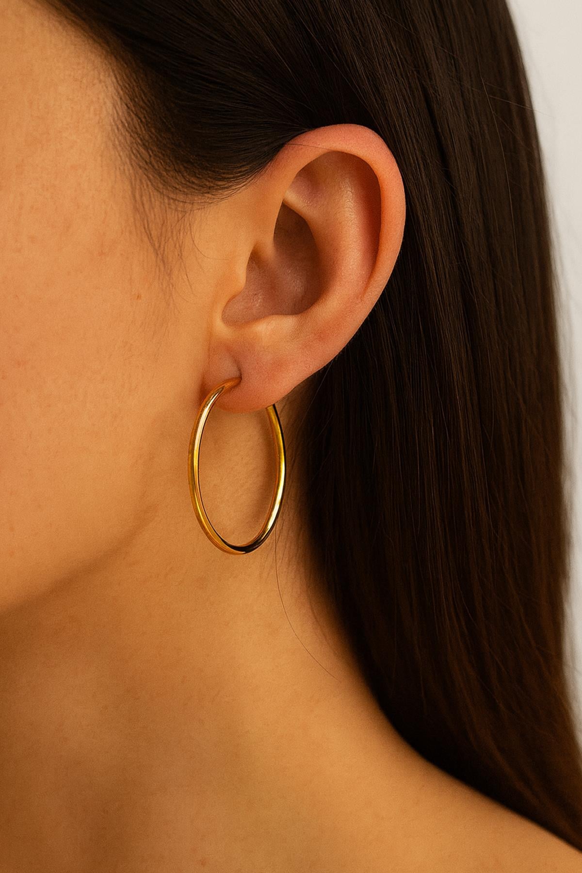 İnce Bakır Halka Küpe 