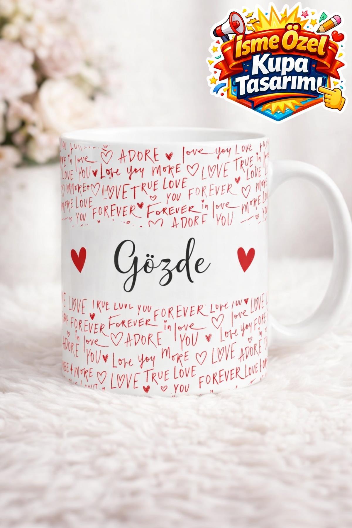 İSME ÖZEL LOVE,AMOR,FOREVER KADIN Baskı Kupa Bardak