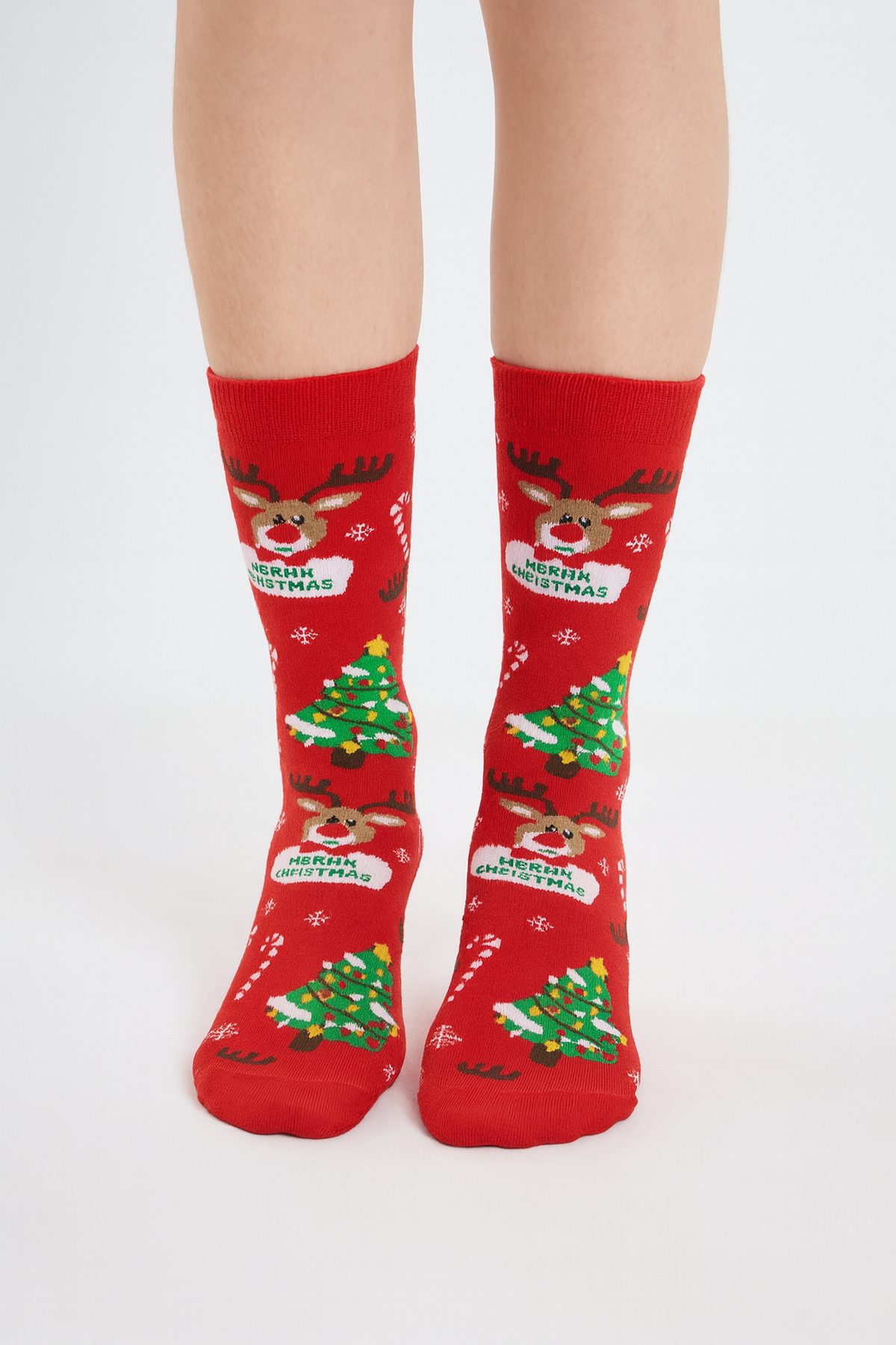 Kırmızı Merry Chrıstmass Yılbaşı Konsept Çorap 36-44
