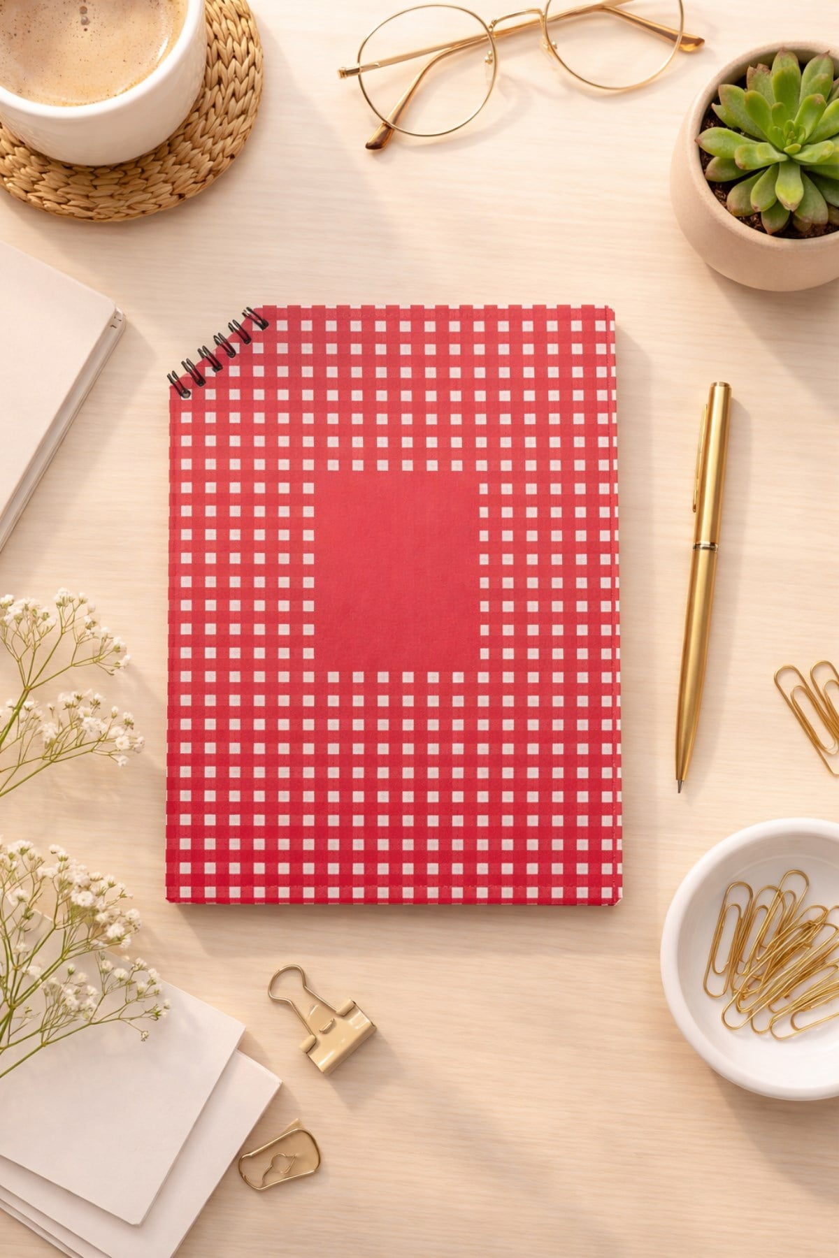 Köşe Spiral Kırmızı Puantiyeli Çizgisiz Defter 14,5X21cm
