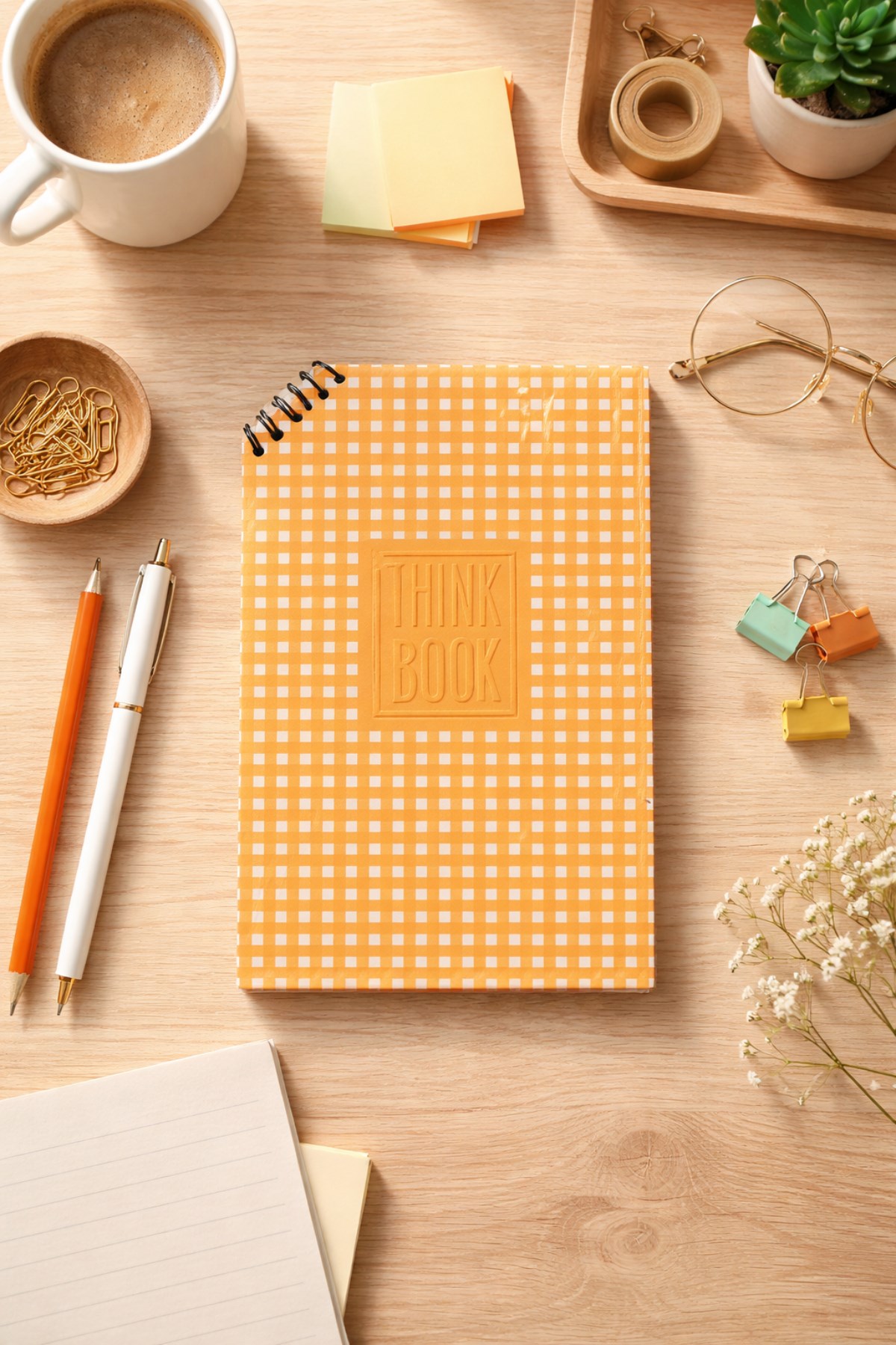 Köşe Spiral Sarı Puantiyeli Çizgisiz Defter 14,5X21cm