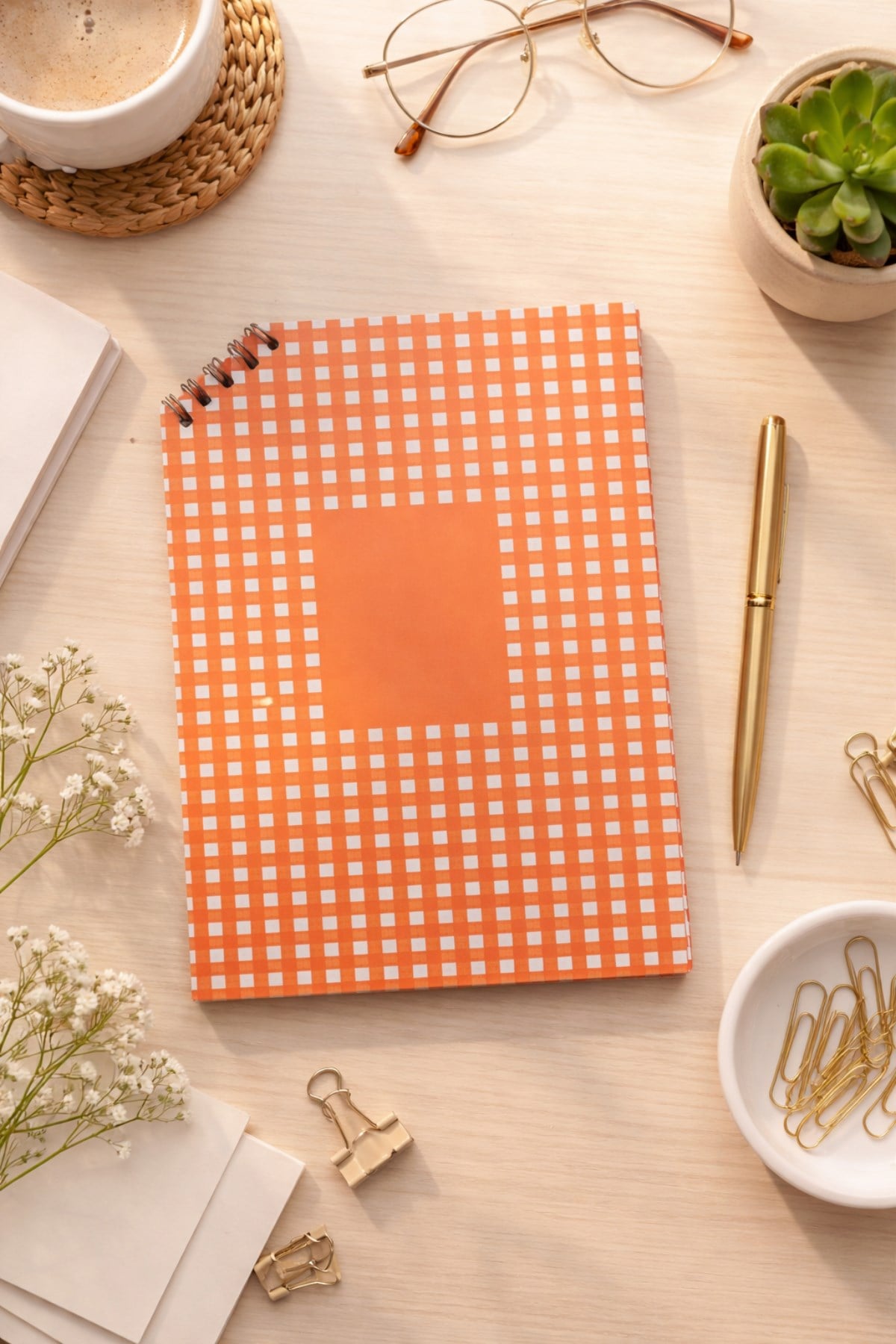 Köşe Spiral Turuncu Puantiyeli Çizgisiz Defter 14,5X21cm