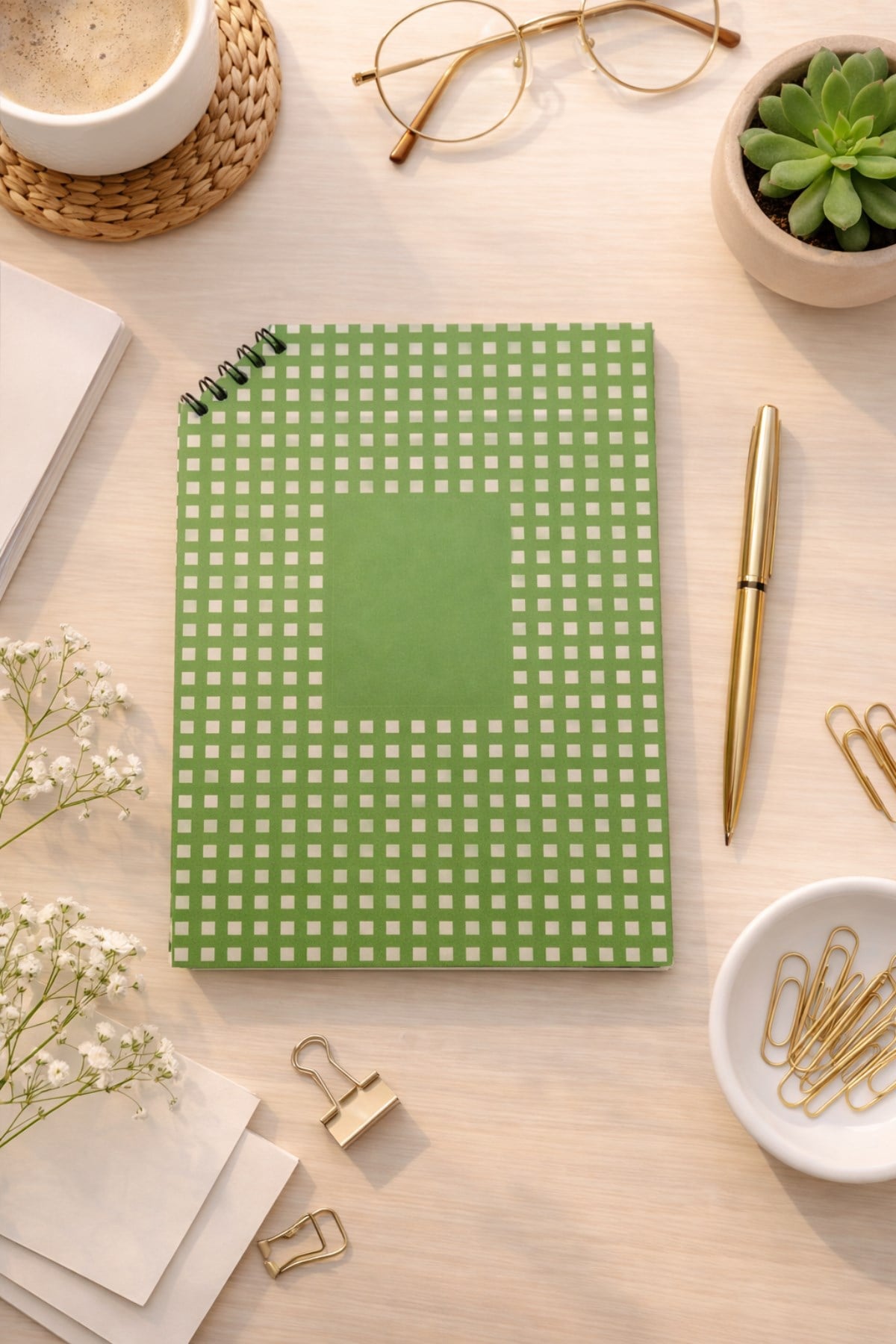 Köşe Spiral Yeşil Puantiyeli Çizgisiz Defter 14,5X21cm