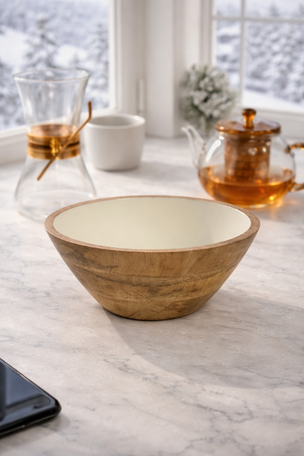 Krem 25 Cm Mango Ağacı Kase