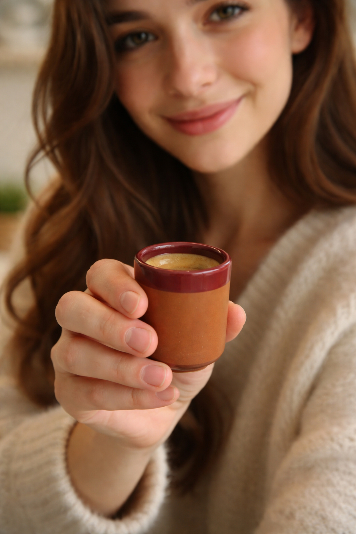 Küçük Çömlek Espresso Bardağı -  Kırmızı