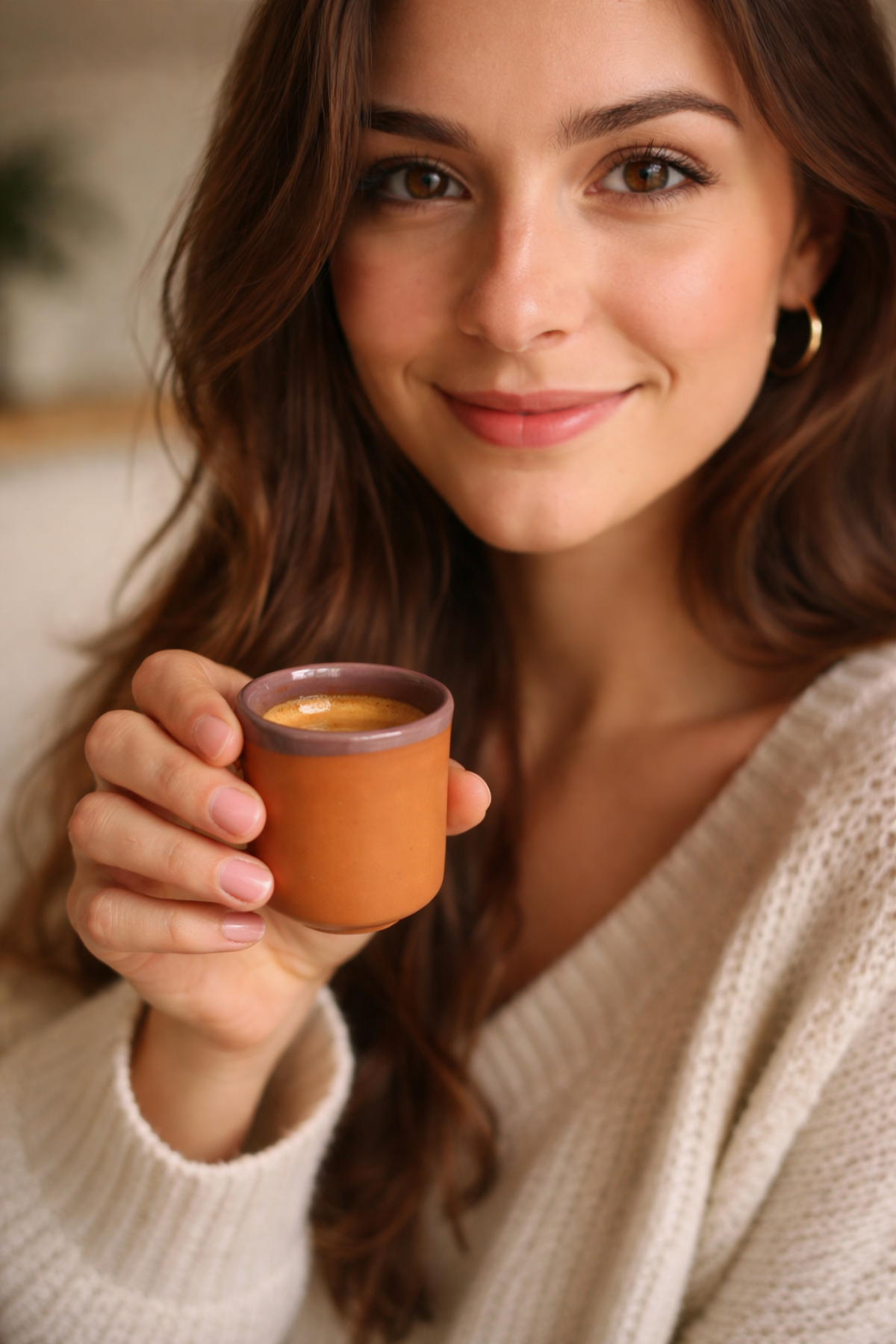 Küçük Çömlek Espresso Bardağı - Koyu Mor