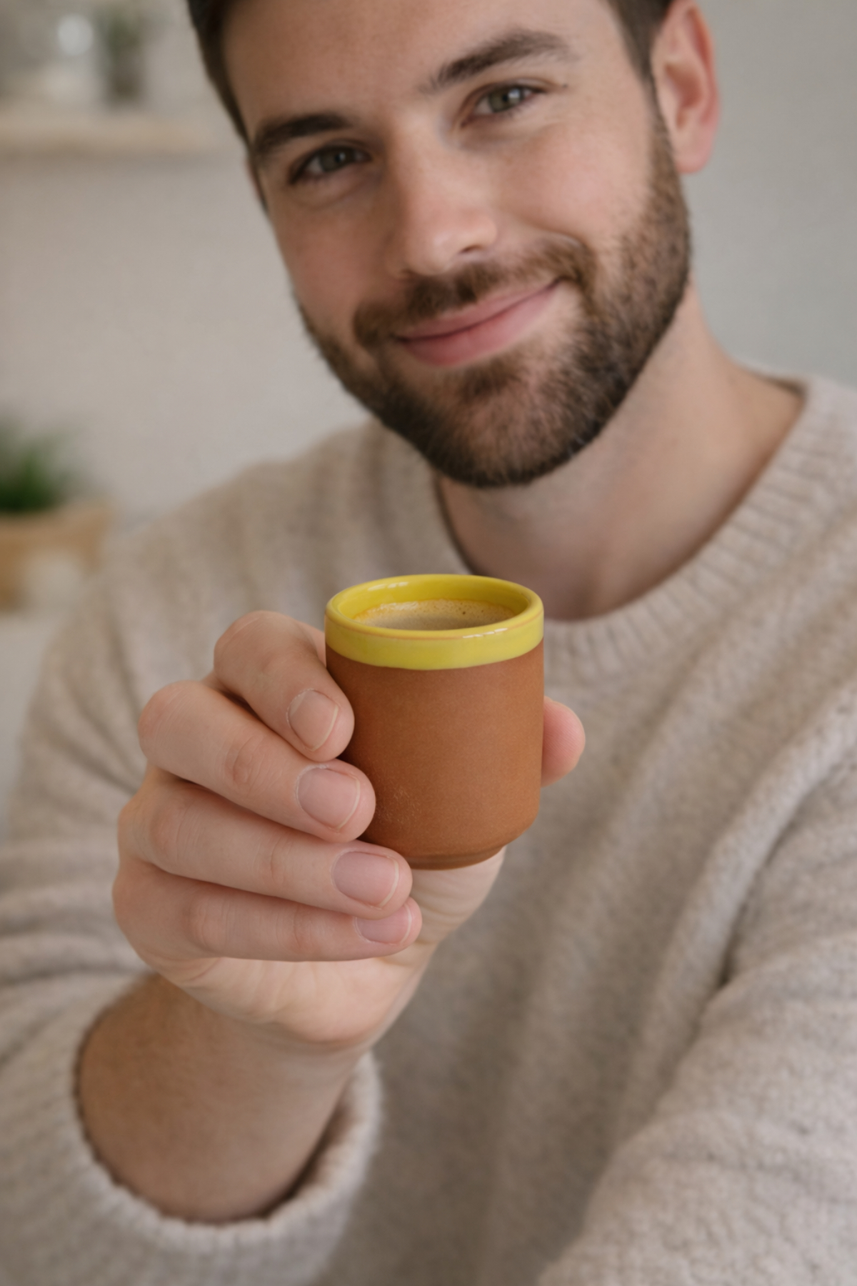 Küçük Çömlek Espresso Bardağı - Sarı