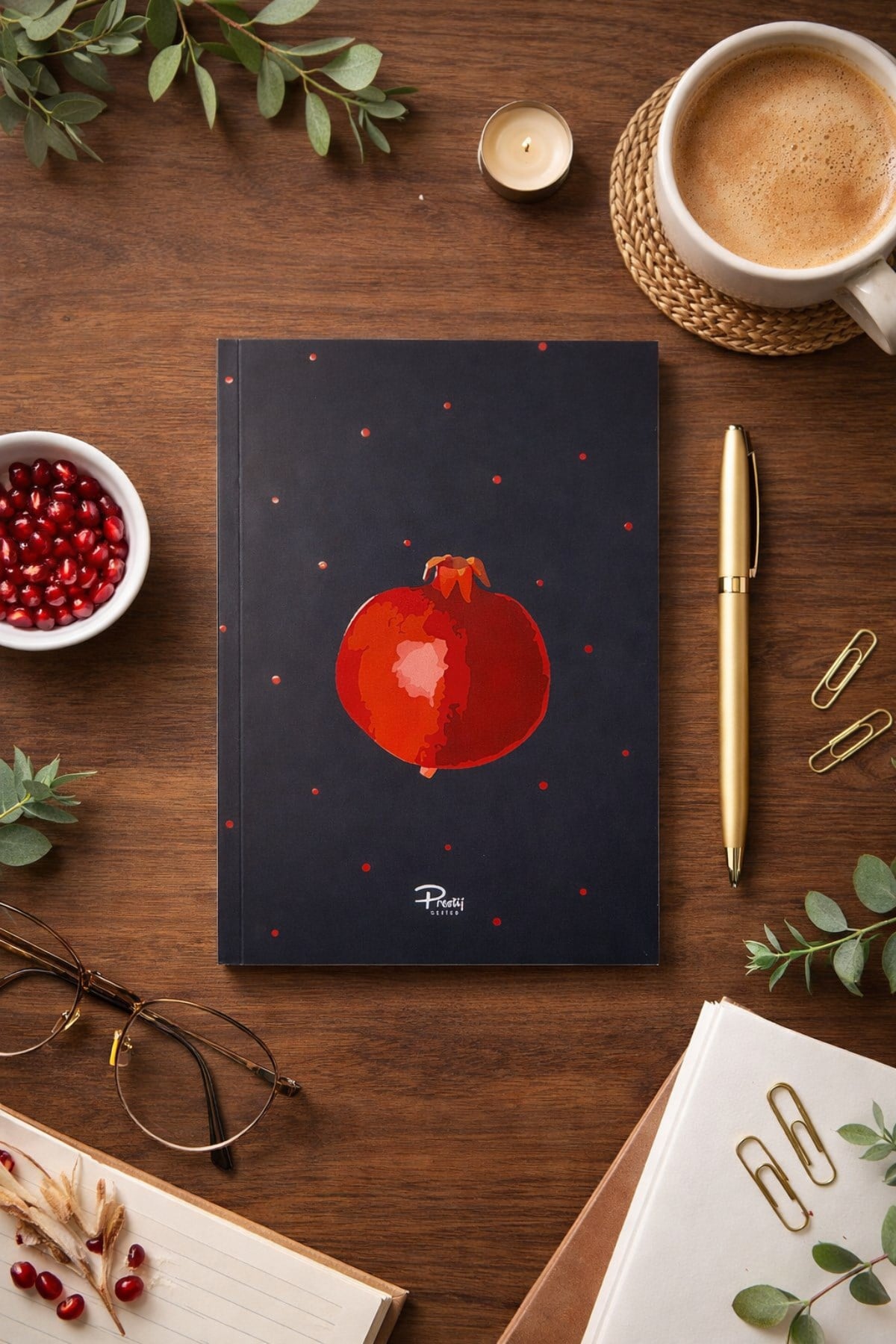 Lacivert Nar Tasarım A5 Çizgili Defter