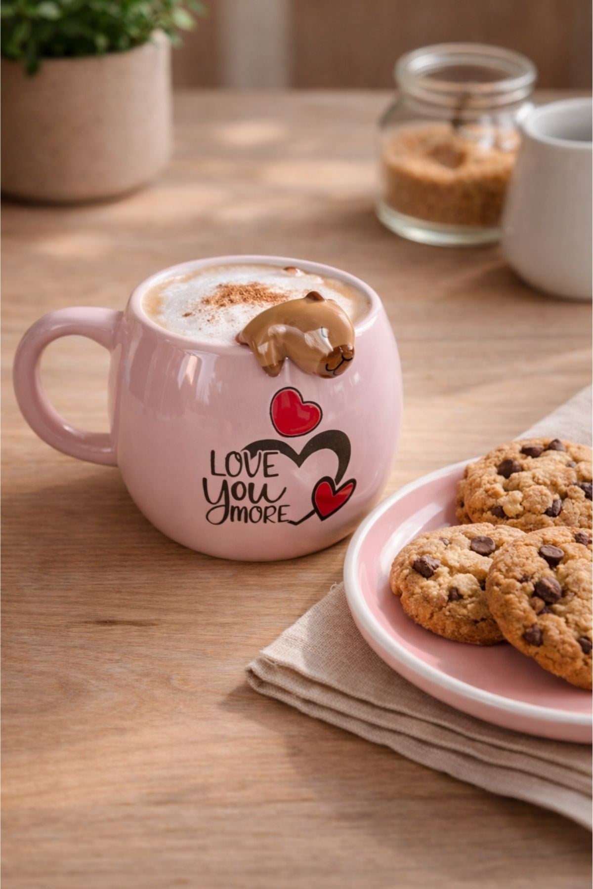 LOVE YOU MORE Pembe Kulplu KUpa 420 Ml