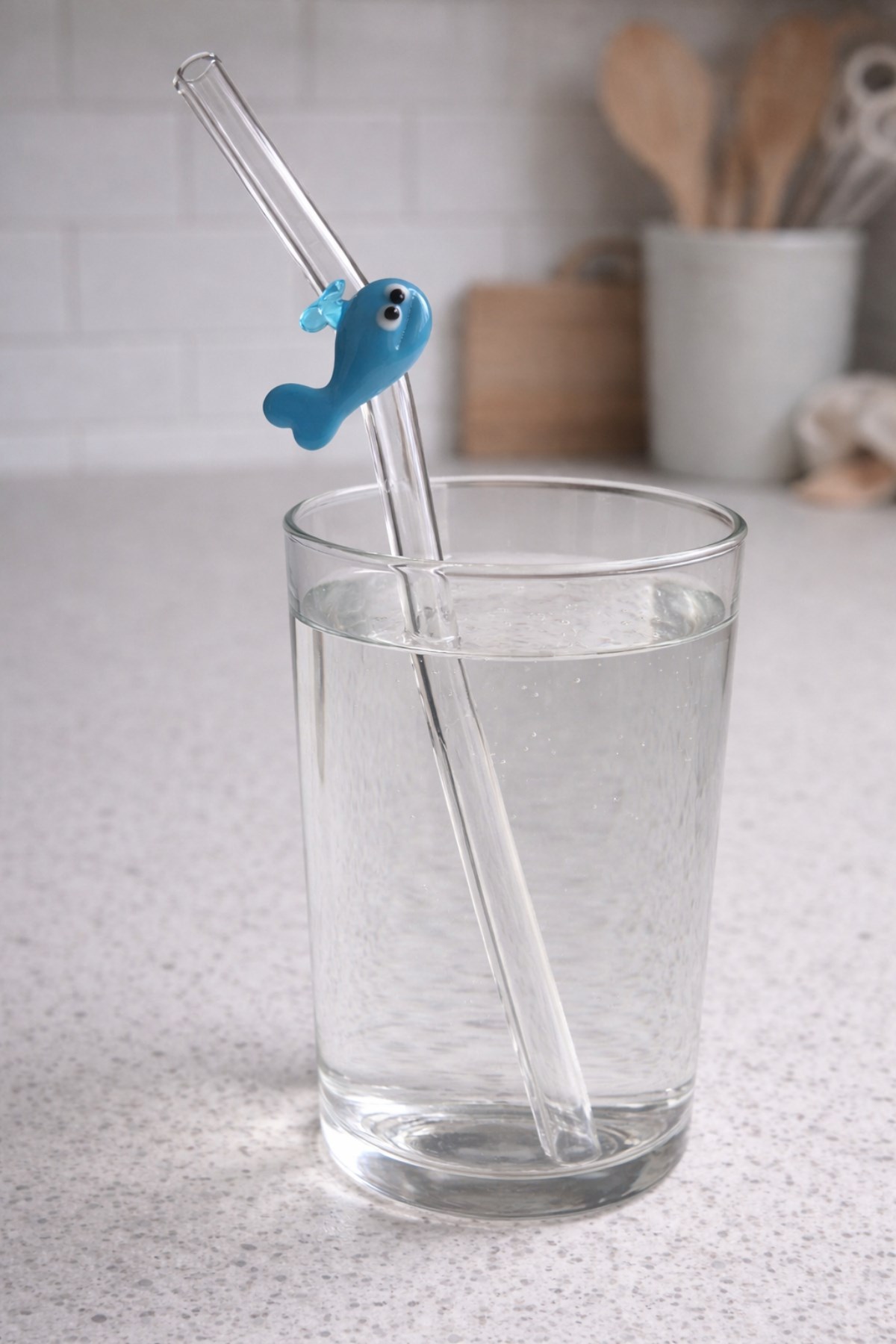 Mavi Balina Figürlü Cam Pipet