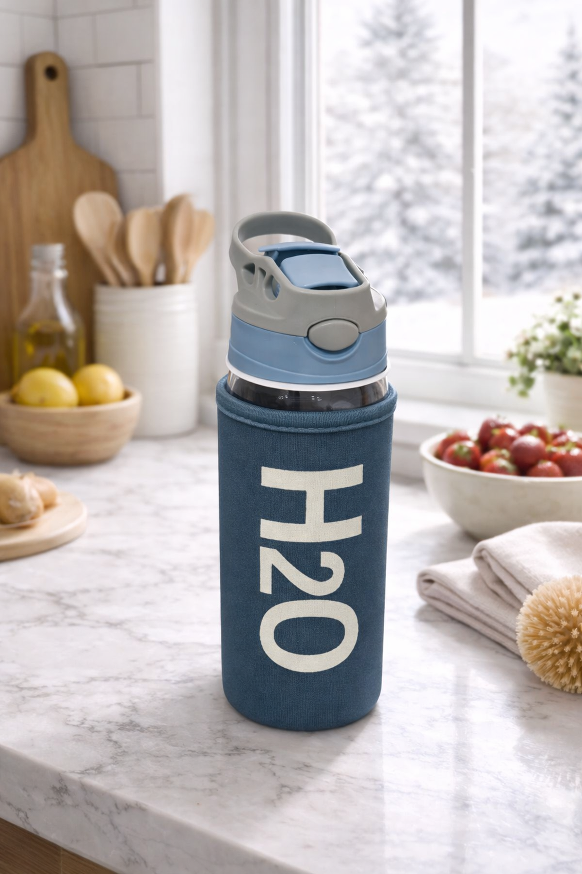 Mavi Basmalı Kapak H2O 500 ML Matara