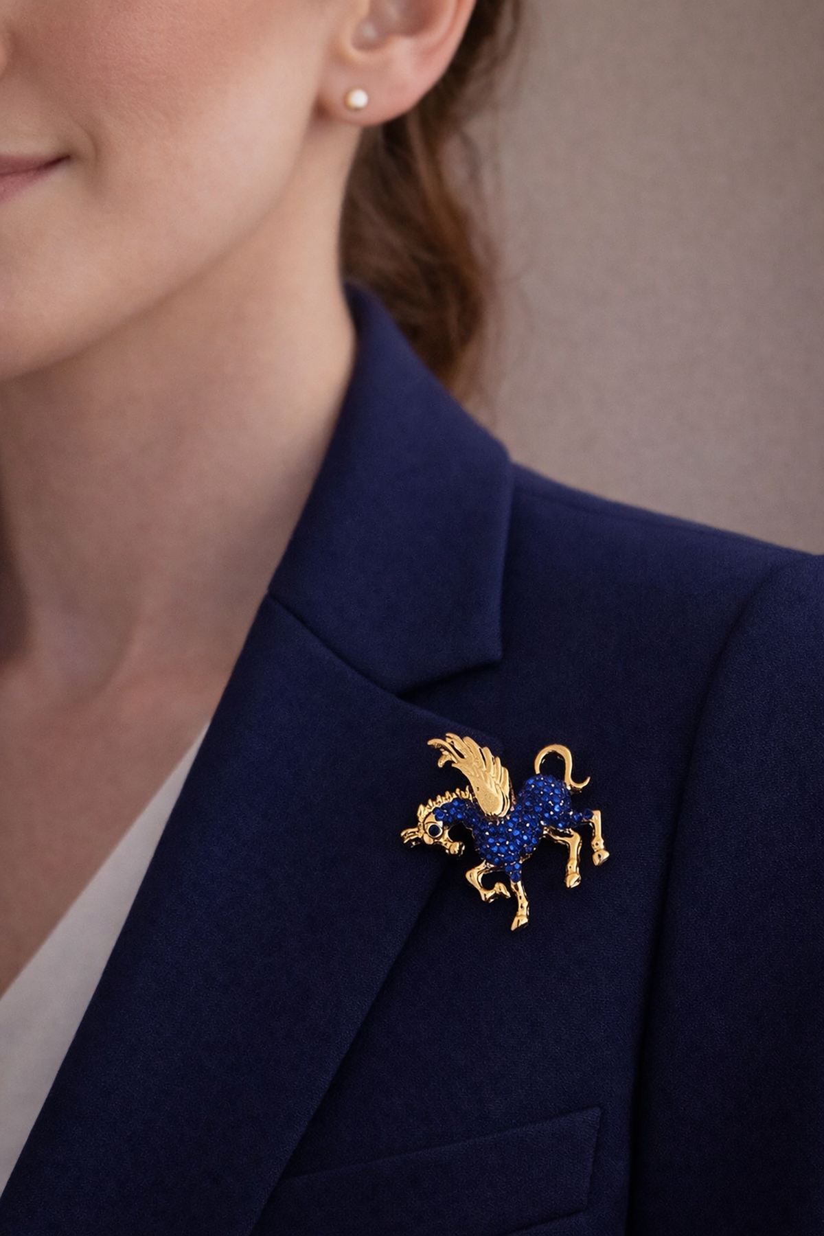 Mavi Taşlı At İğneli Broş