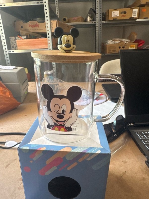 MICKY KAPAKLI KAŞIK CAM BARDAK