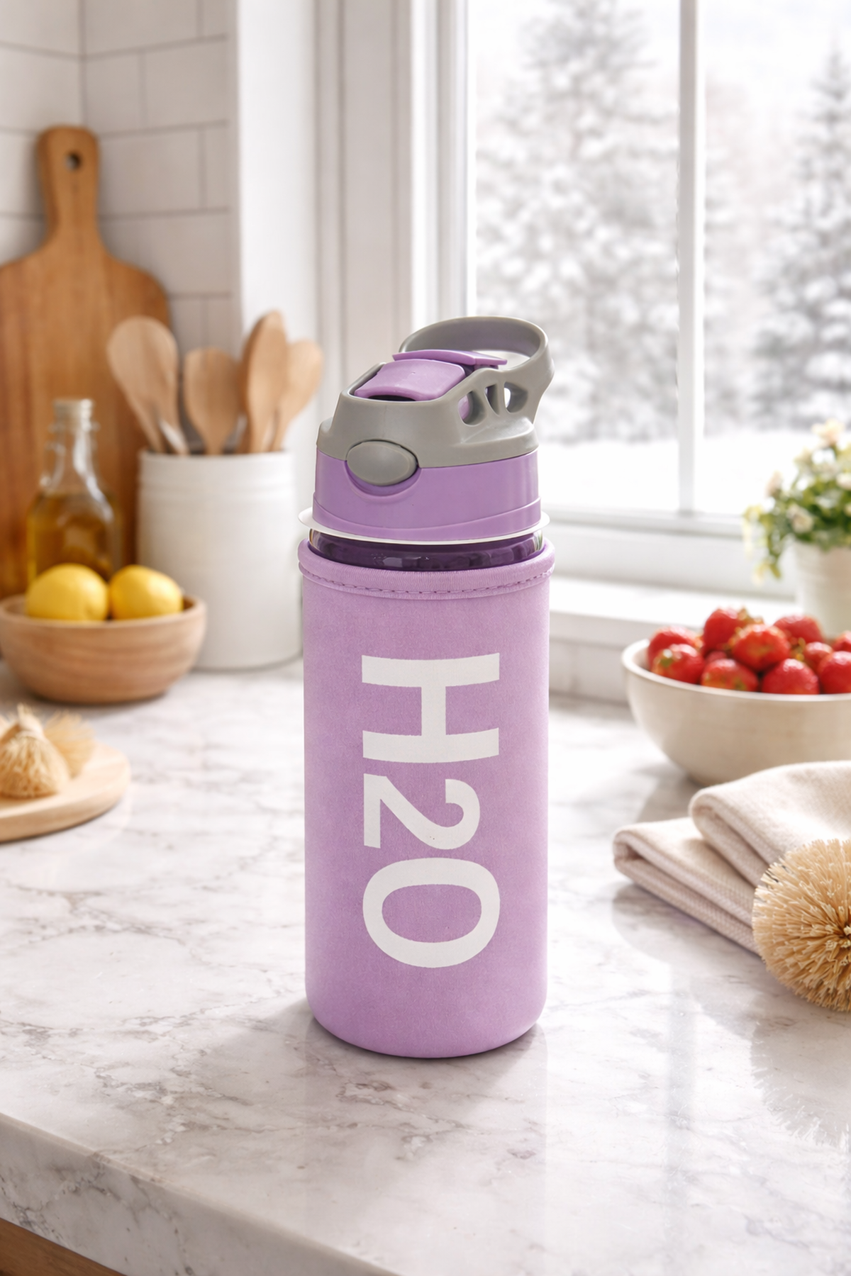 Mor Basmalı Kapak H2O 500 ML Matara