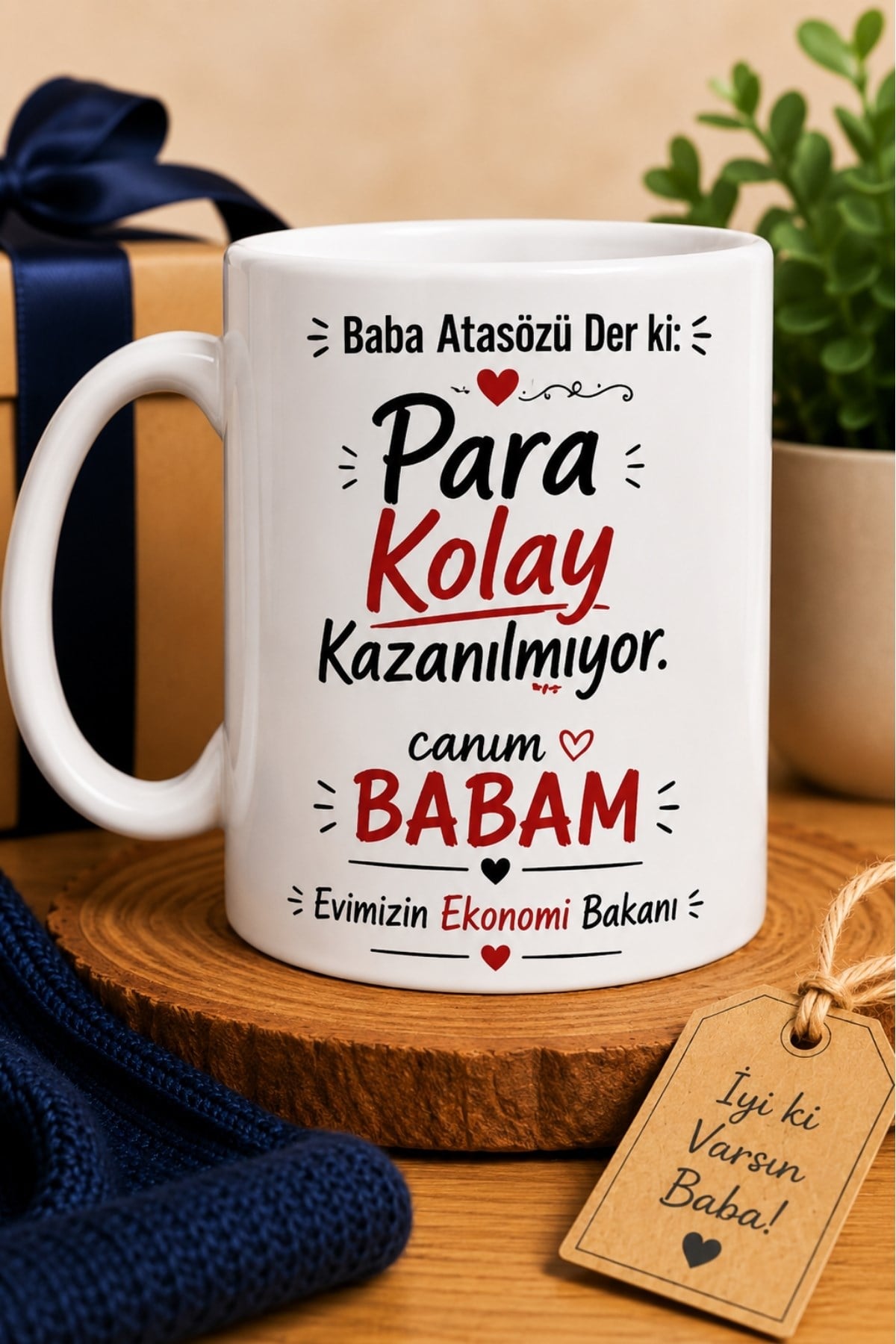Para Kolay Kazanılmıyor Baba Baskılı Kupa