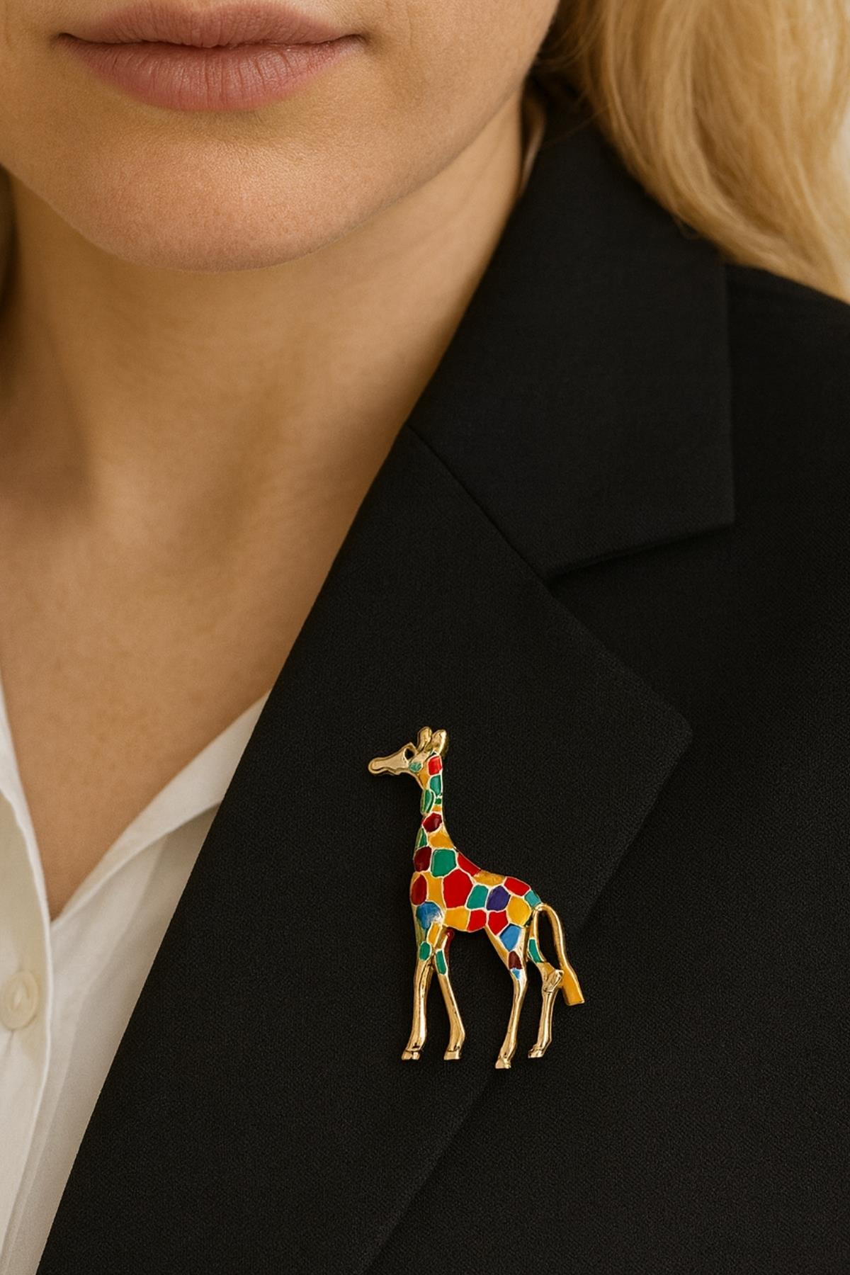 Pastel Renkler Zürafa İğneli Broş