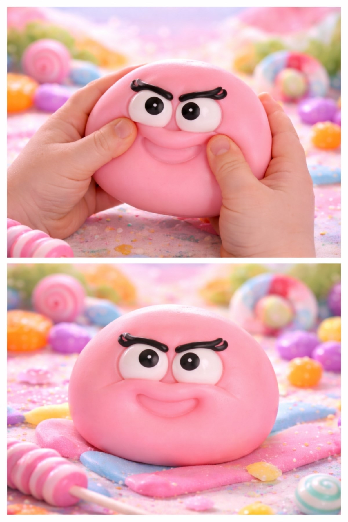 Pembe Gülen Yüz Top Squishy