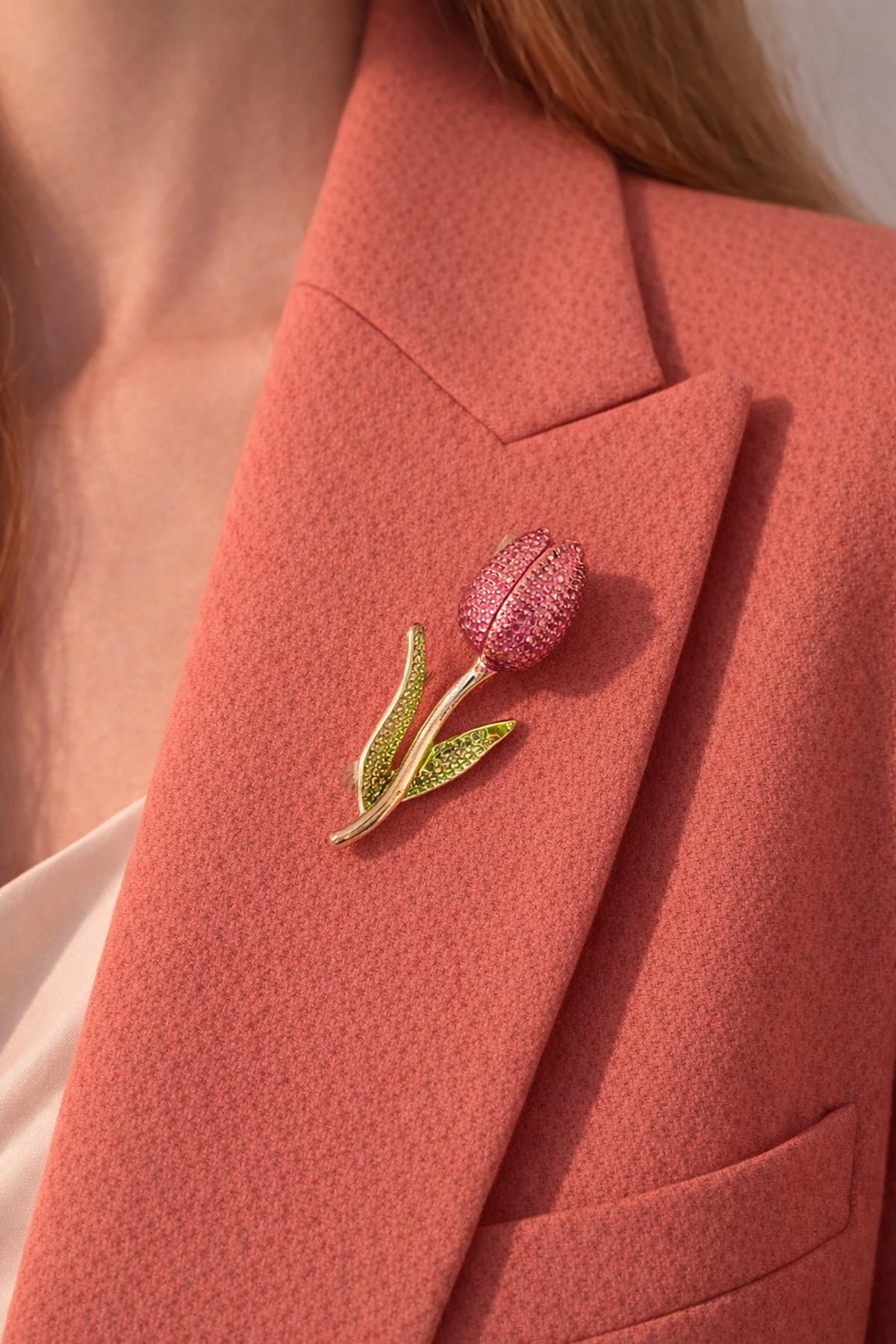 Pembe Lale İğneli Broş