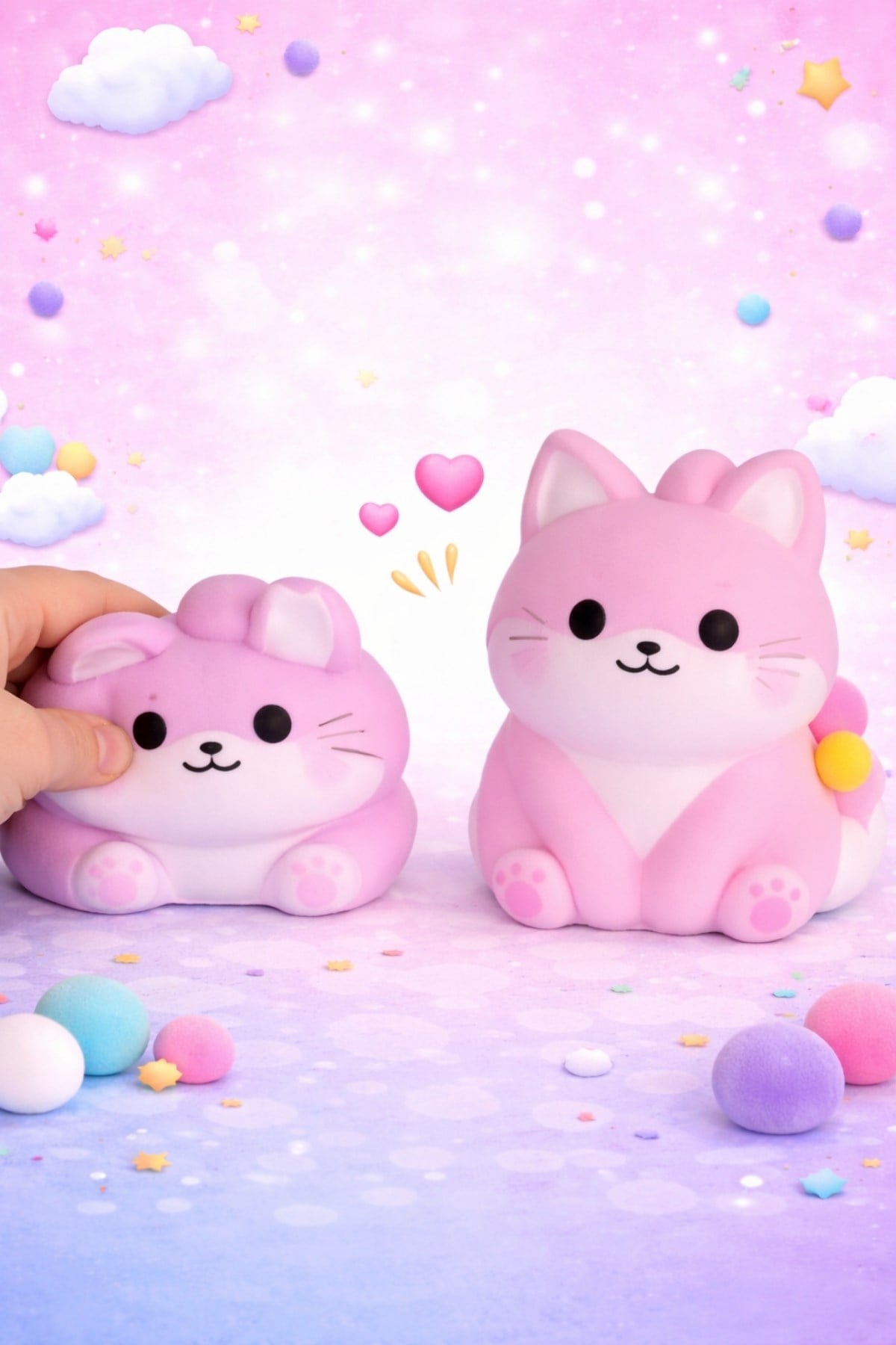 Pembe Oturan Squishy Köpek