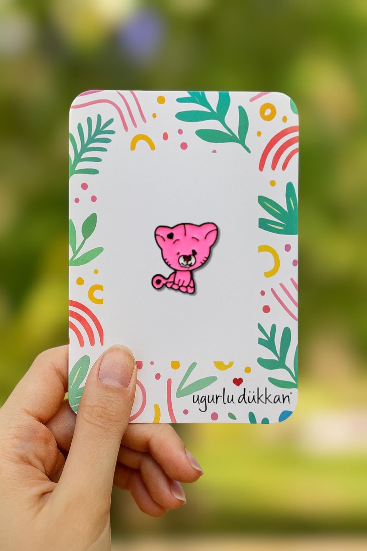 Pembe Yavru Kedicik Rozet