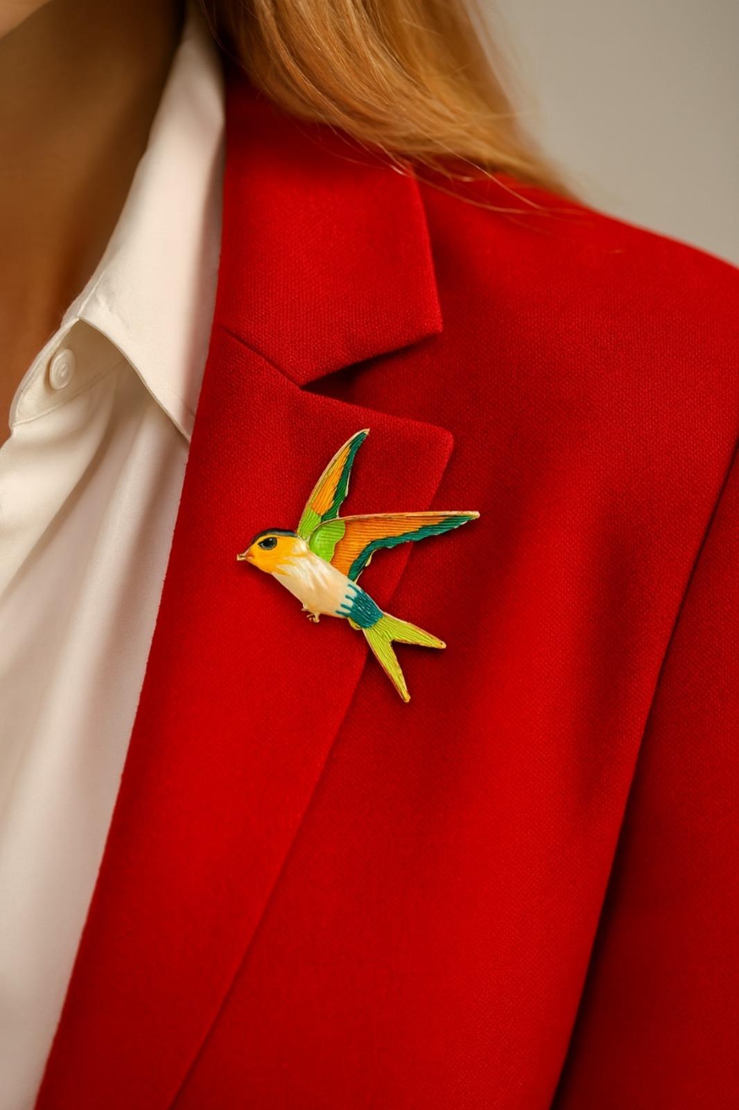 Renkli Kırlangıç İğneli  Broş