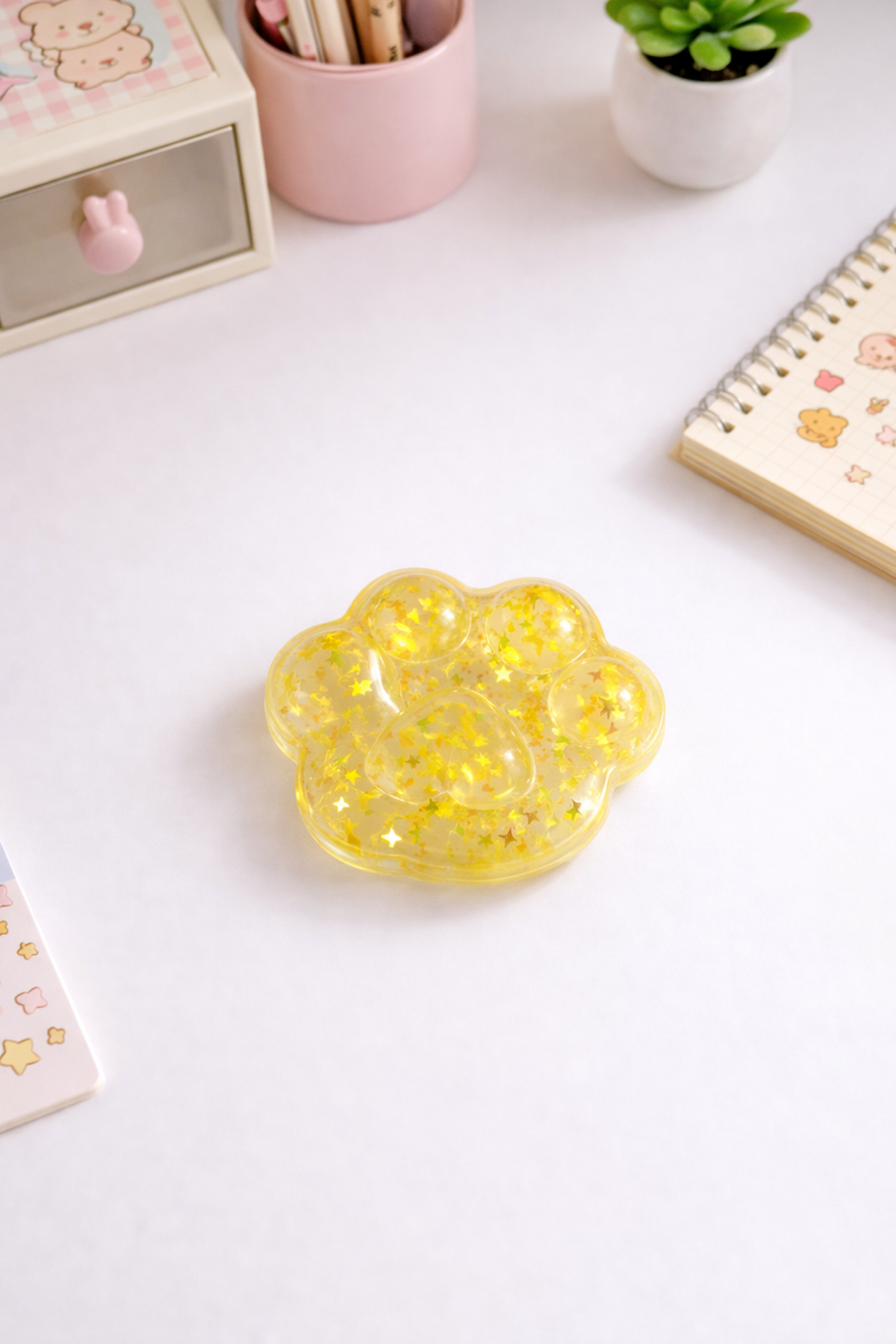 Sarı Şeffaf Yaldızlı Pati Squishy