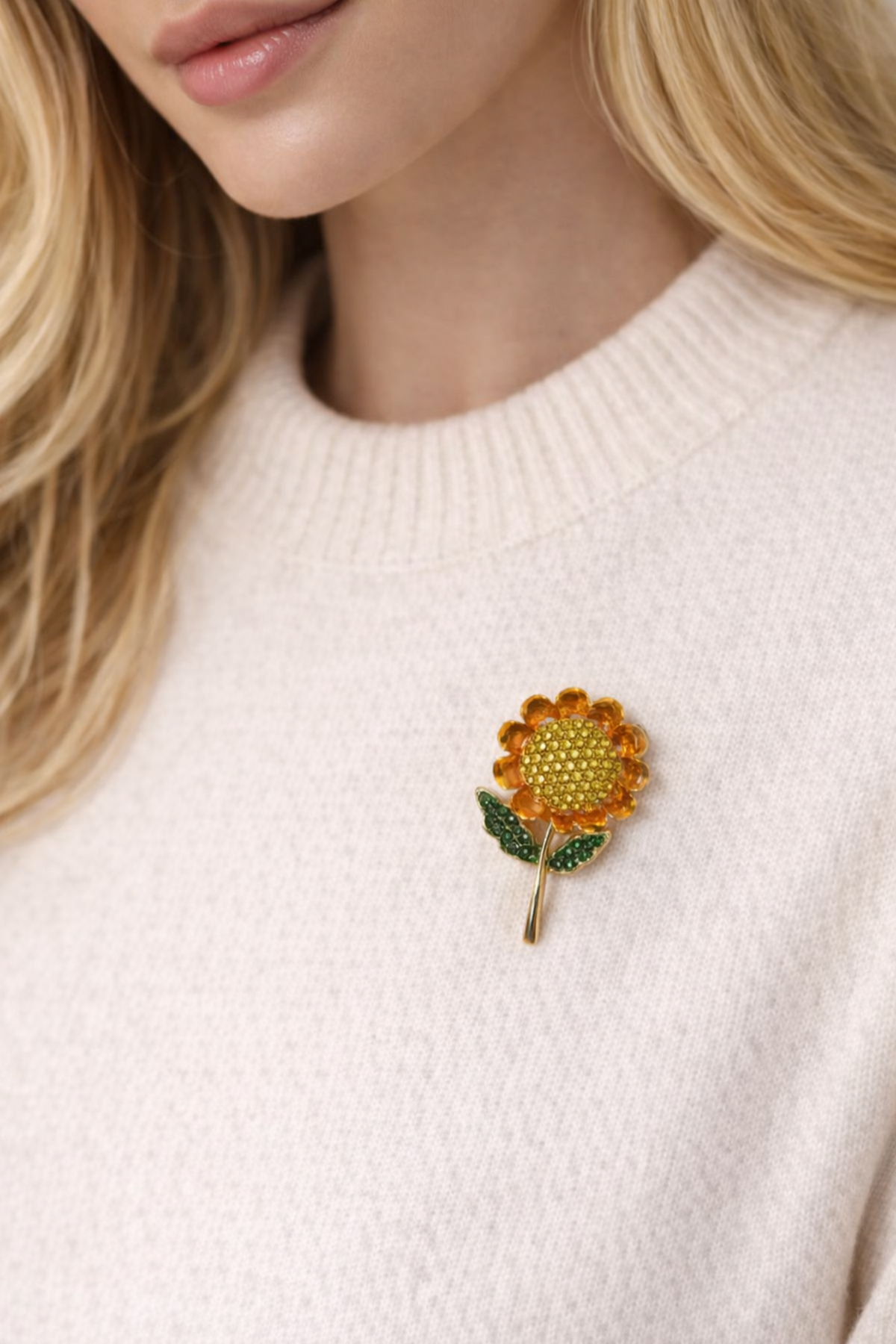 Sarı Taşlı Ayçiçeği Broş