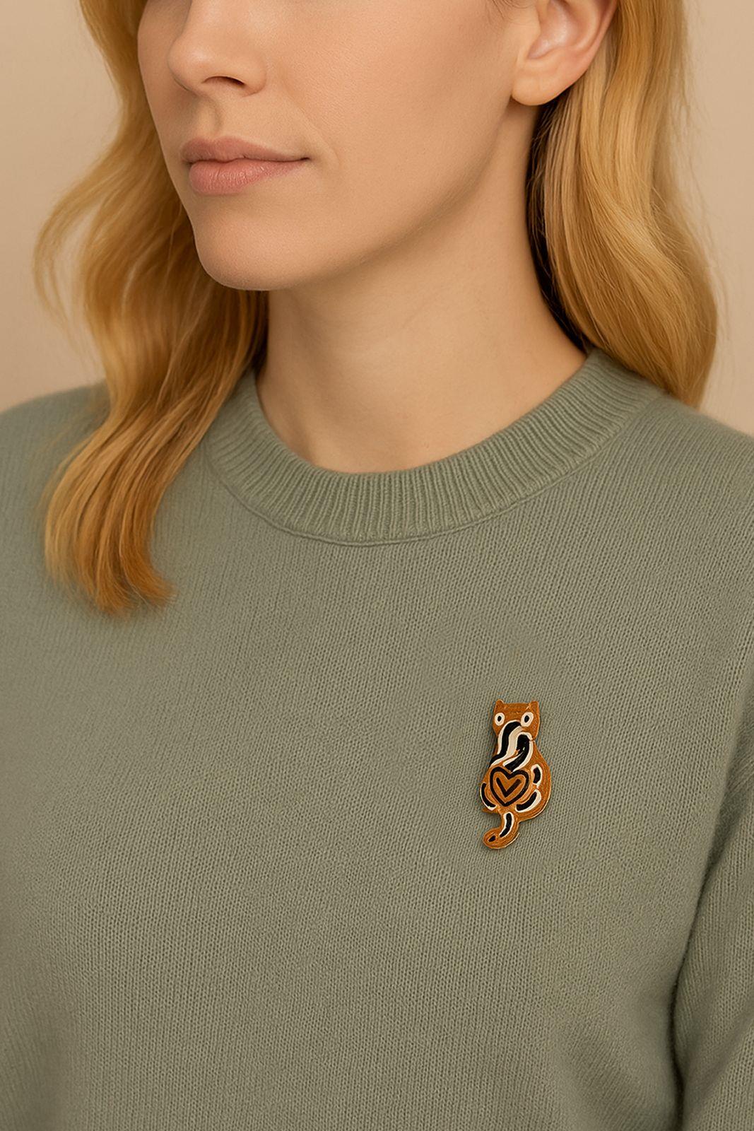 SERAMİK RENKLİ KEDİ BROŞ