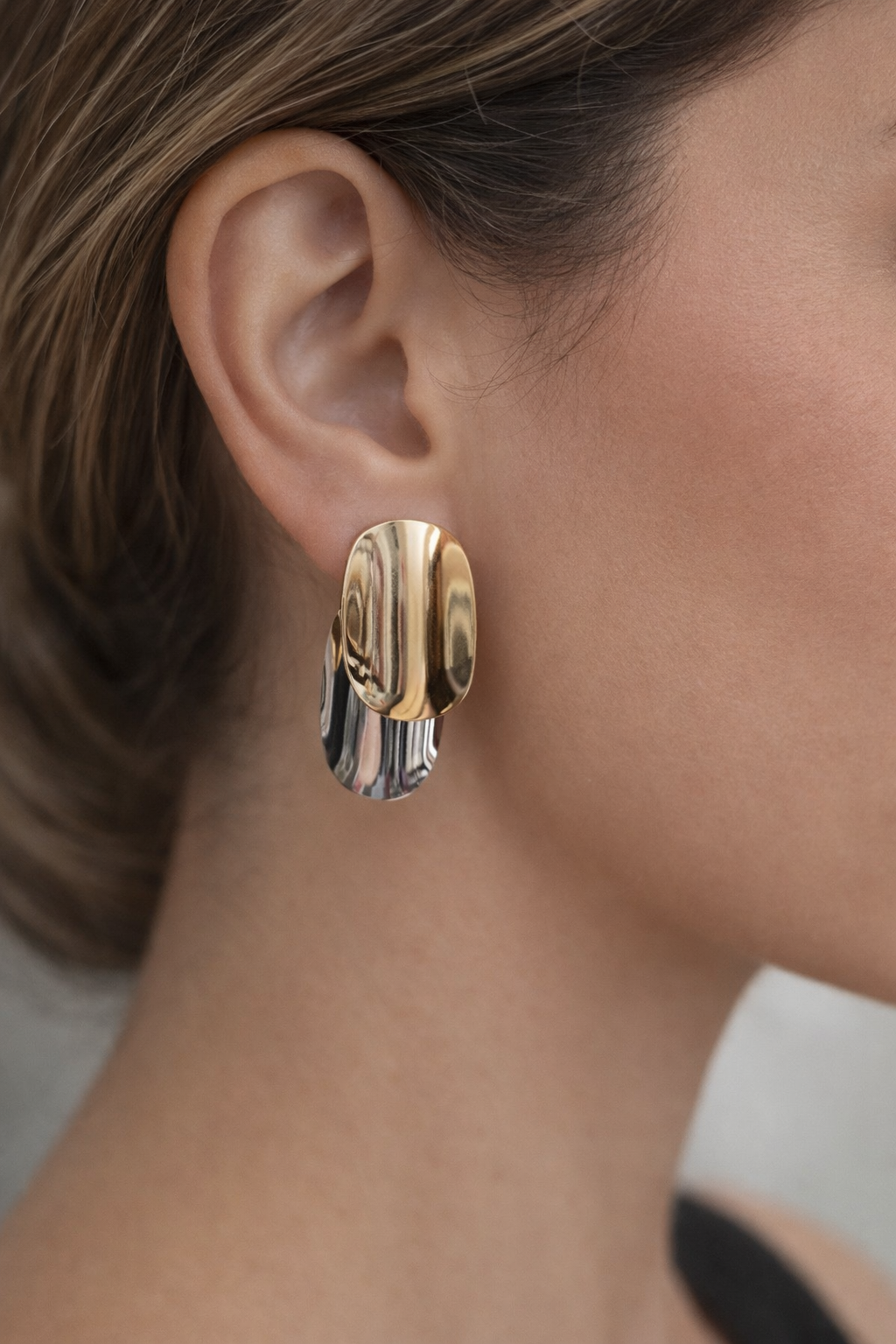 Silver Gold İki Taraflı Küpe