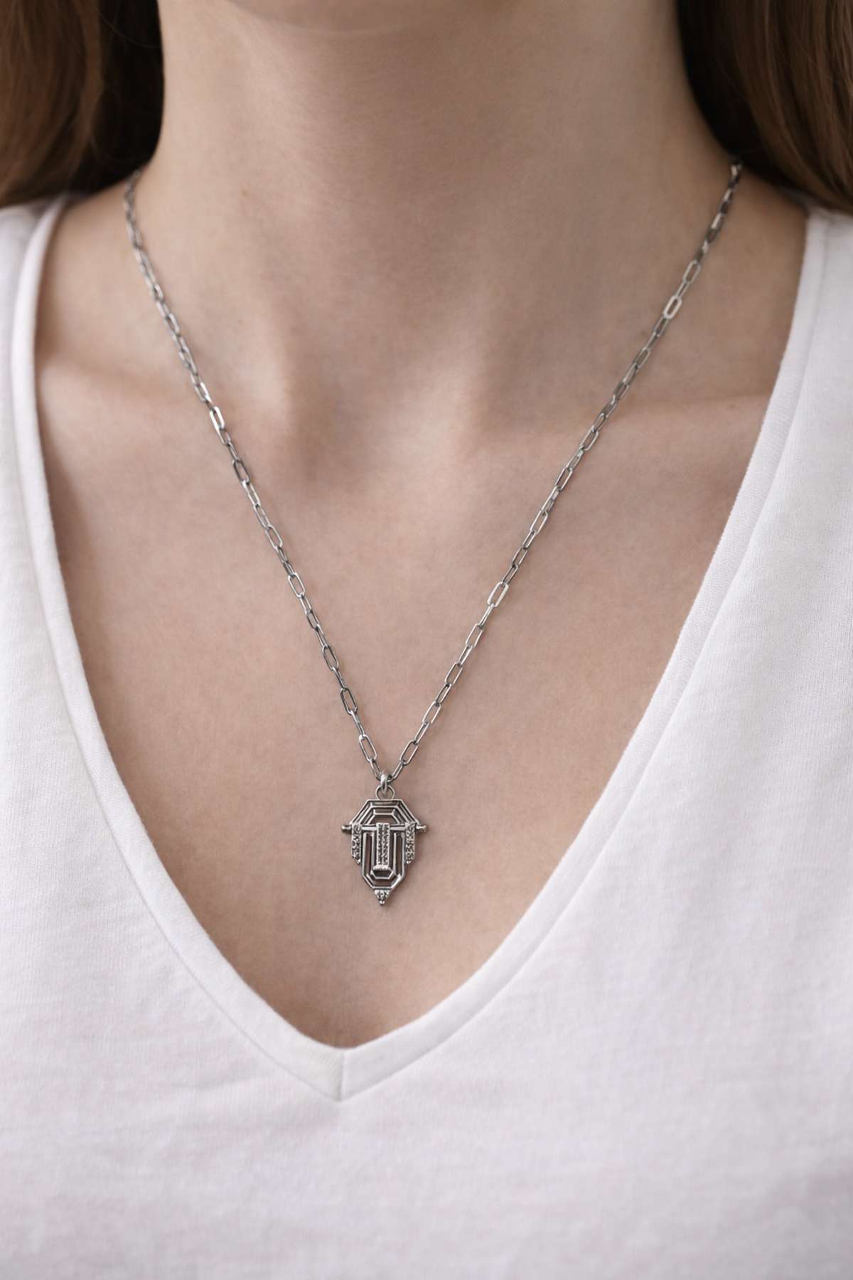 Silver Ok Ucu Zincir Kolye