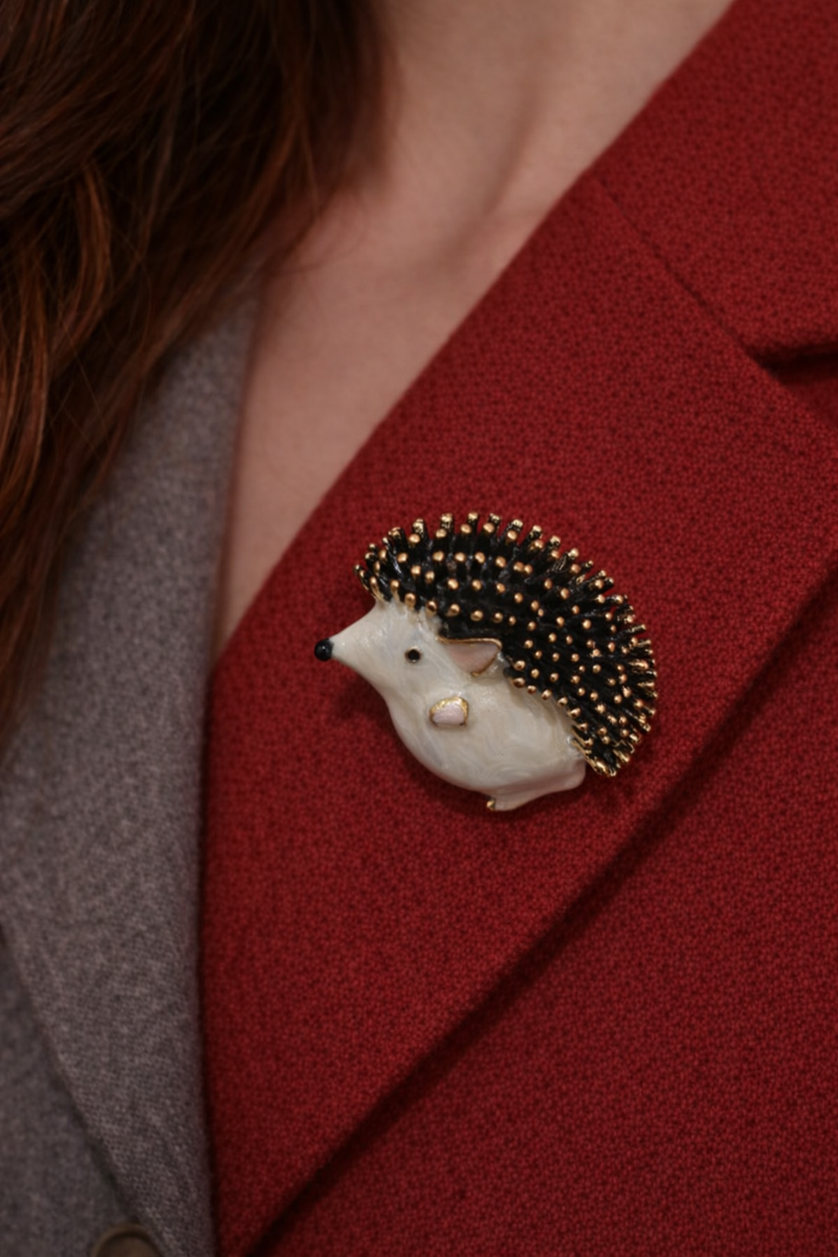 Siyah Beyaz Kirpi Broş